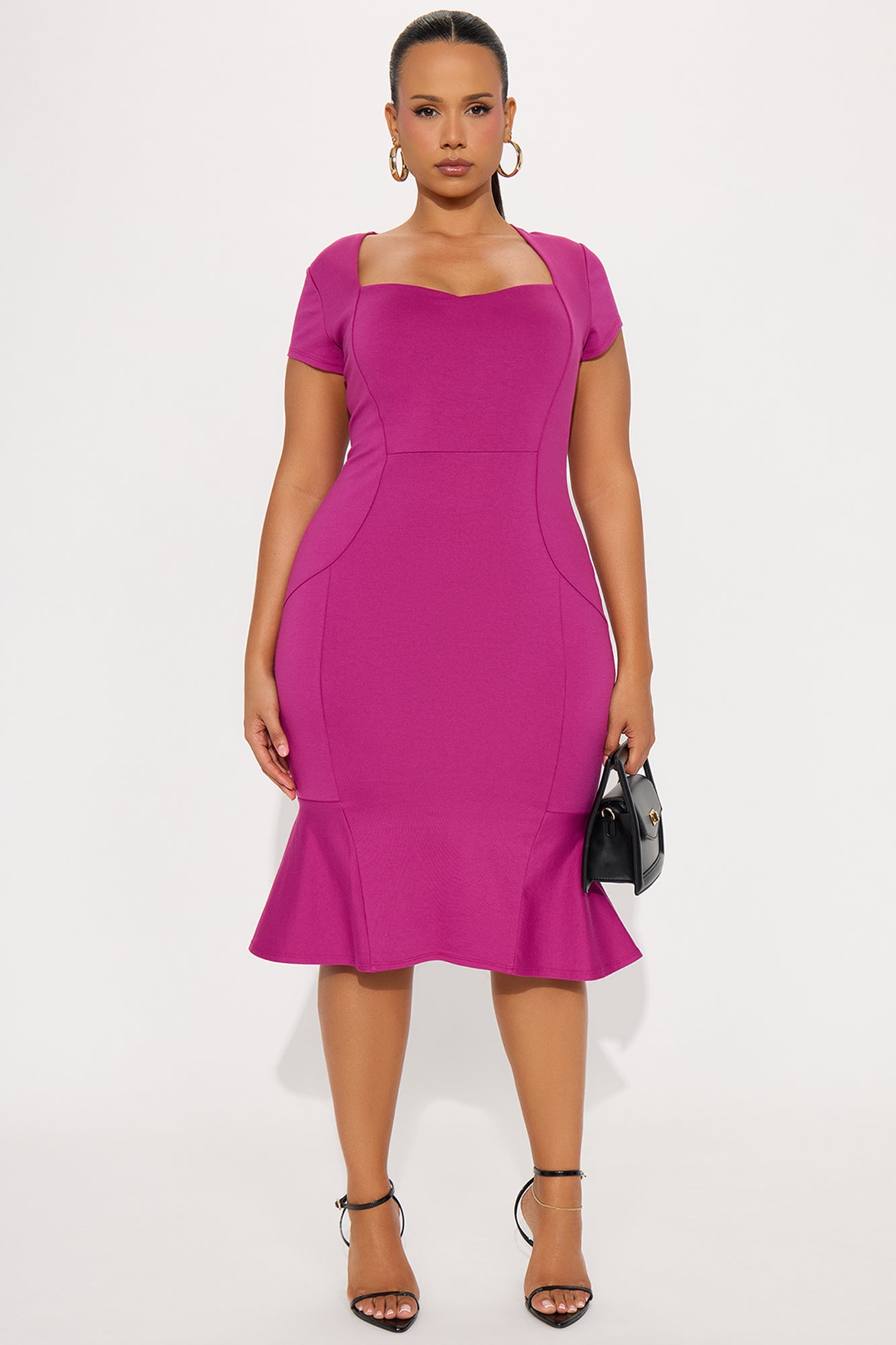 Mabel Mermaid Ponte Midi Dress - Magenta