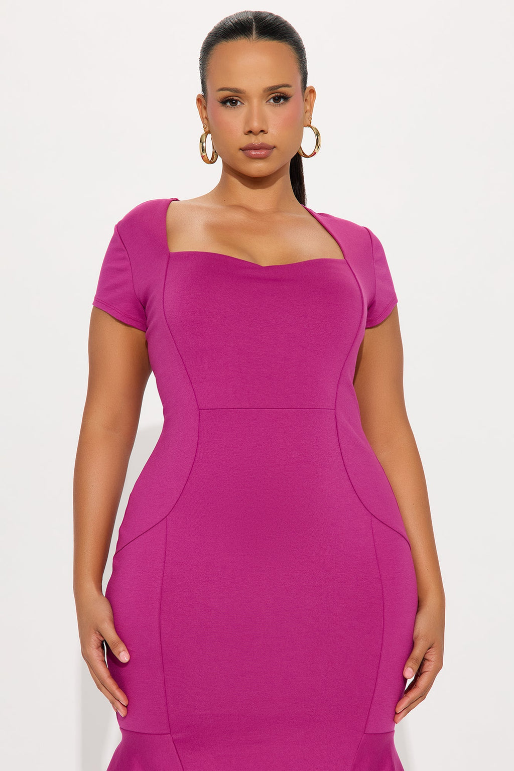 Mabel Mermaid Ponte Midi Dress - Magenta