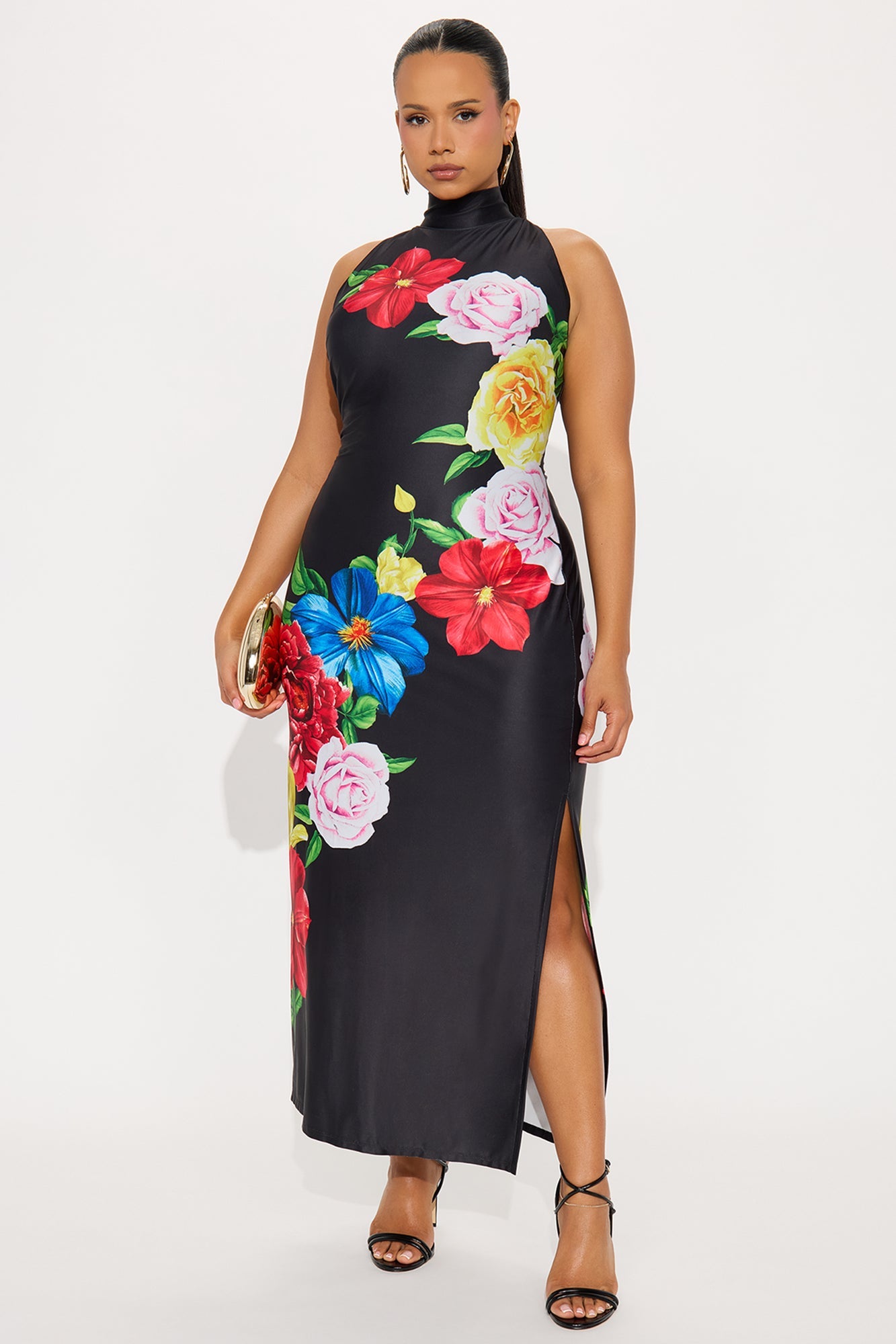 Carrie Mock Neck Maxi Dress - Black/combo