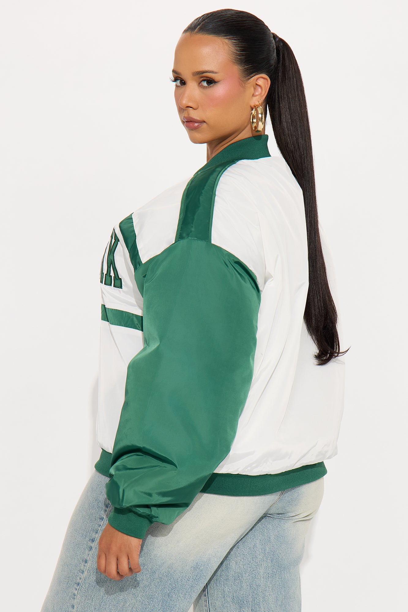 New York Chillin Varsity Bomber Jacket - Green/combo