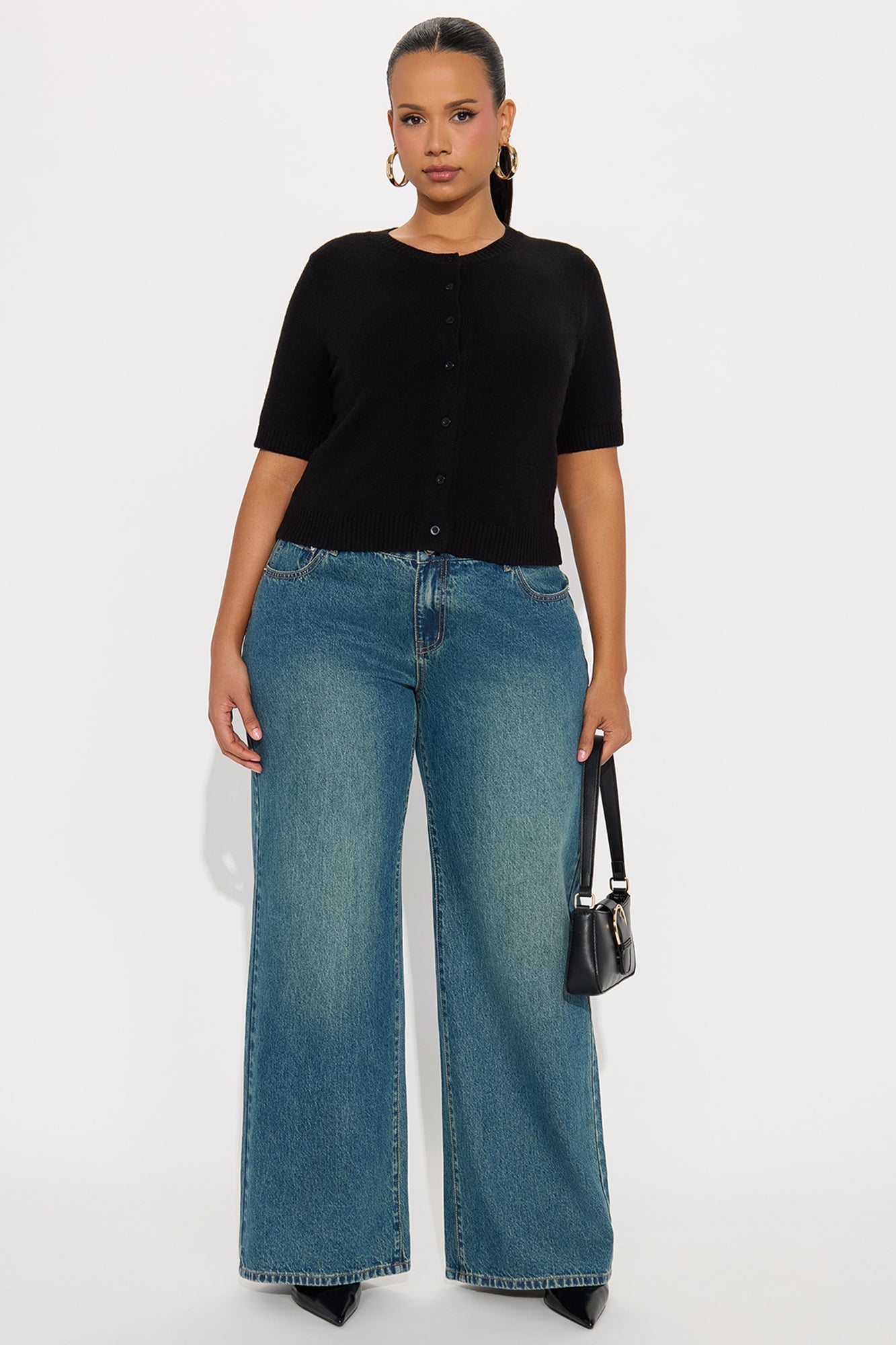 Too Cute Short Sleeve Cardigan - Black
