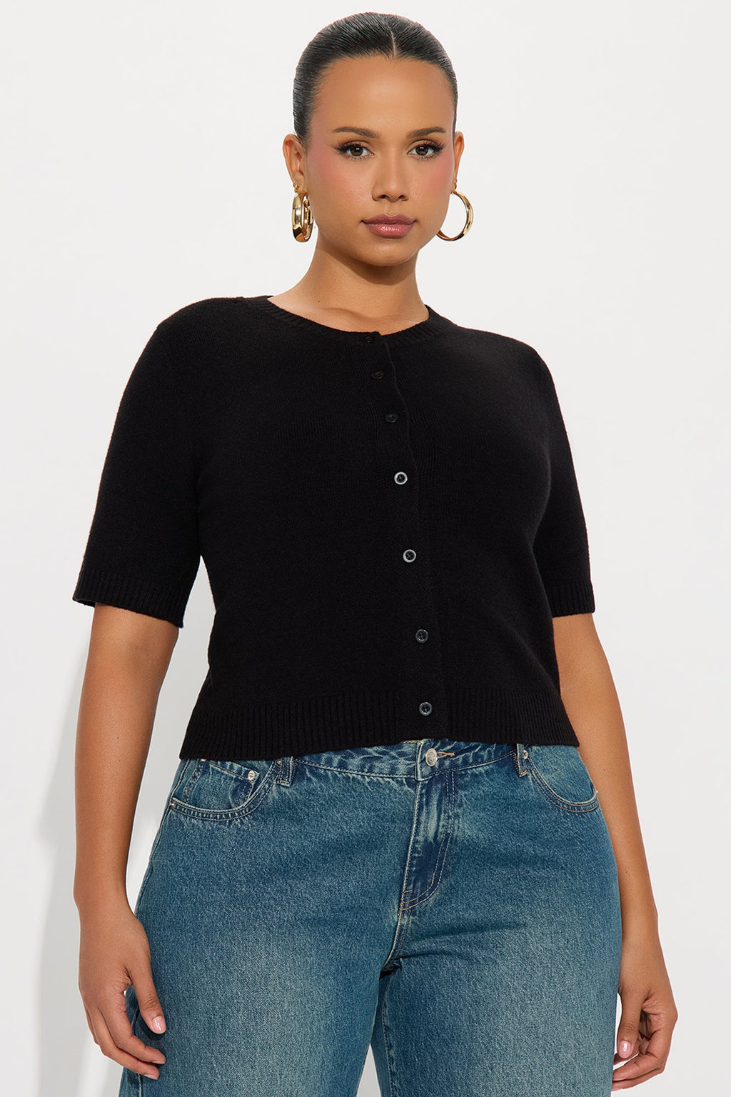 Too Cute Short Sleeve Cardigan - Black