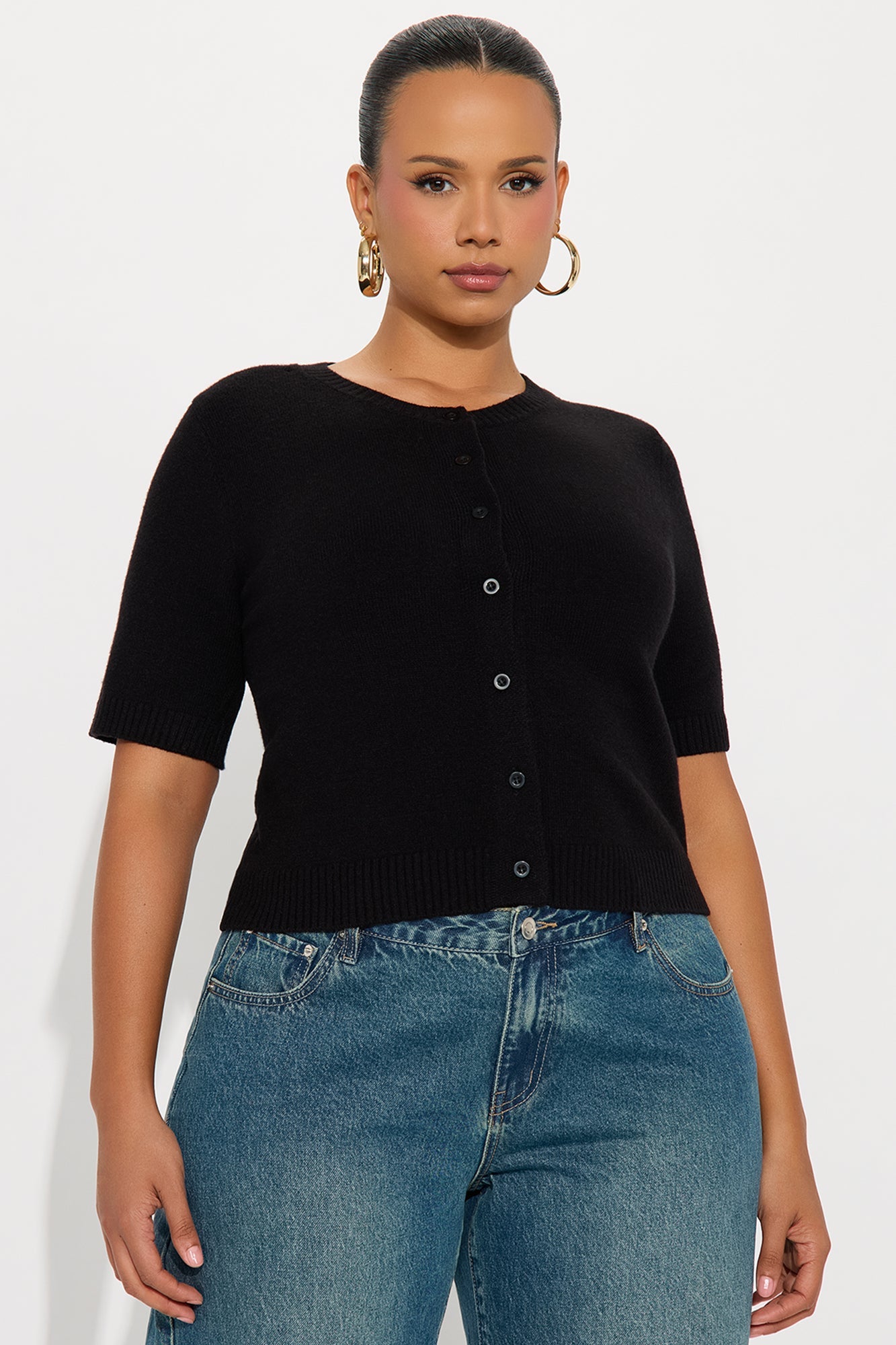 Too Cute Short Sleeve Cardigan - Black