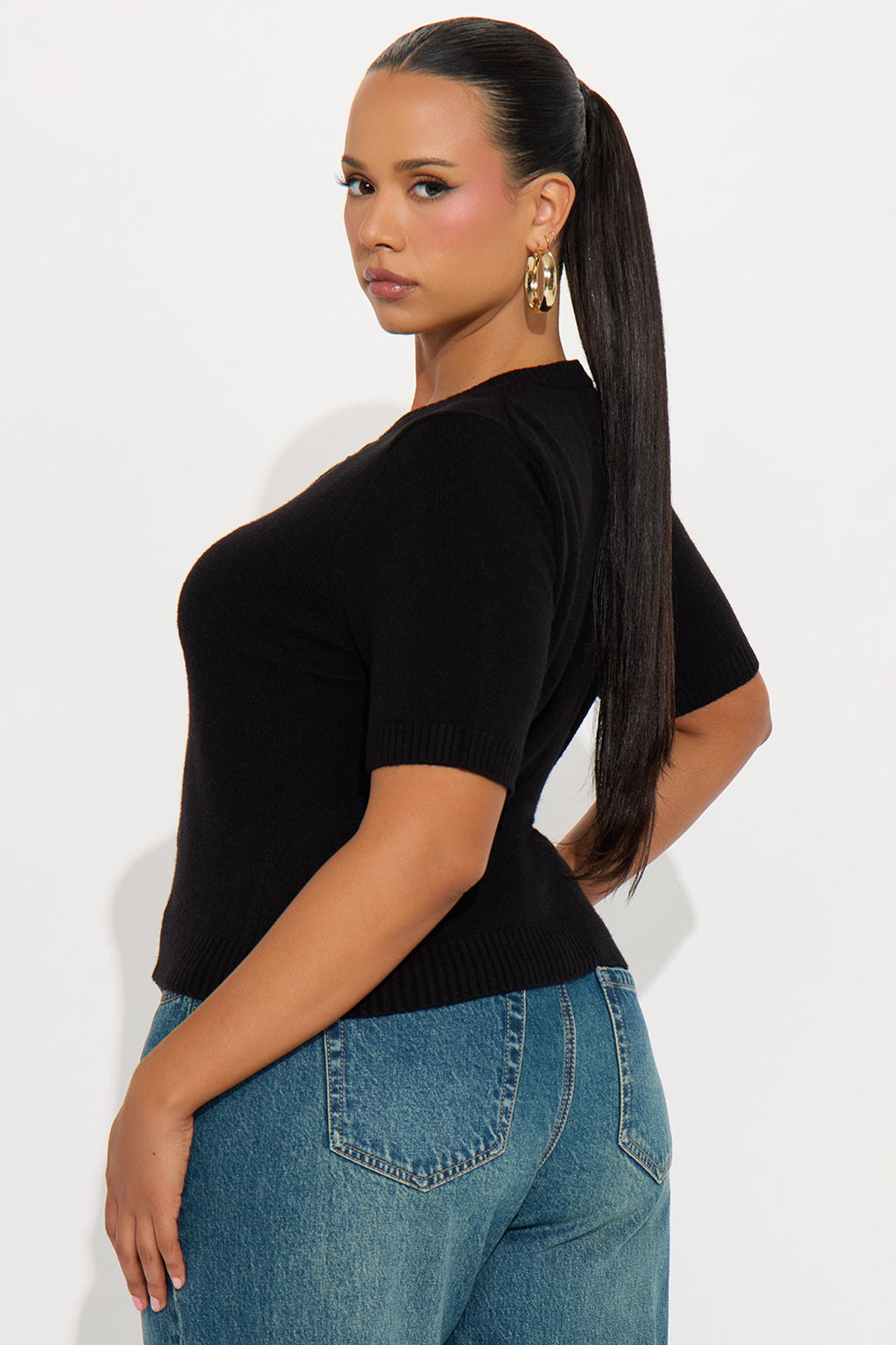 Too Cute Short Sleeve Cardigan - Black