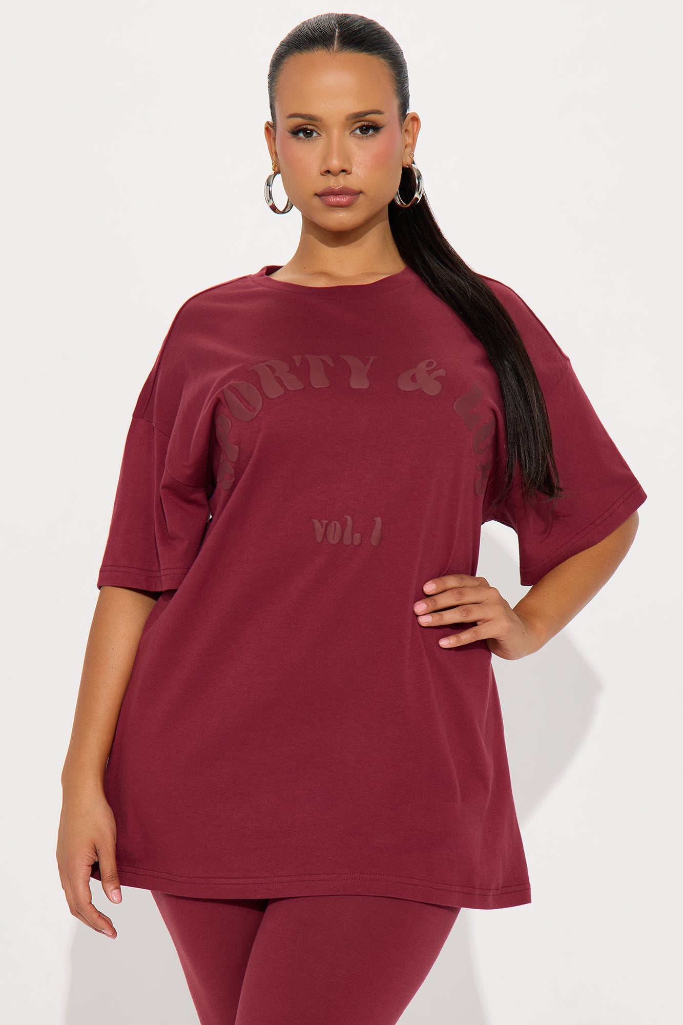 Sporty & Lux Legging Set - Burgundy