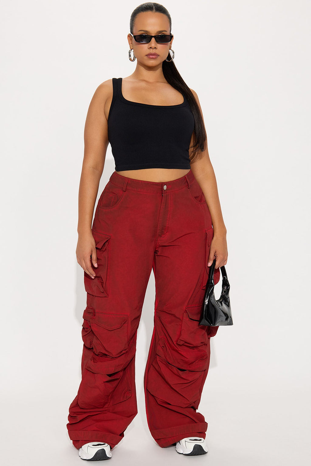 Talk It Up Oversized Cargo Pant - Red