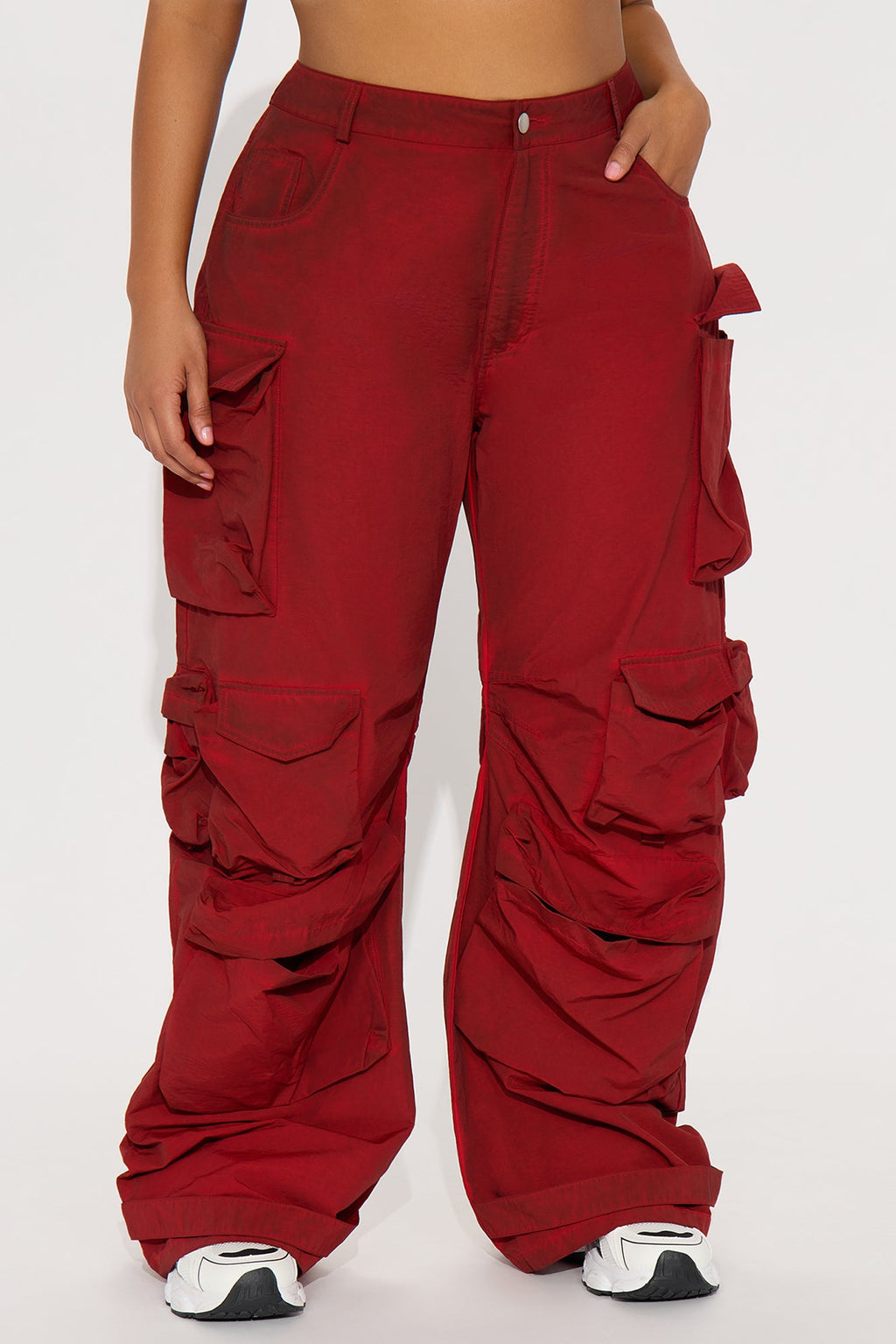 Talk It Up Oversized Cargo Pant - Red
