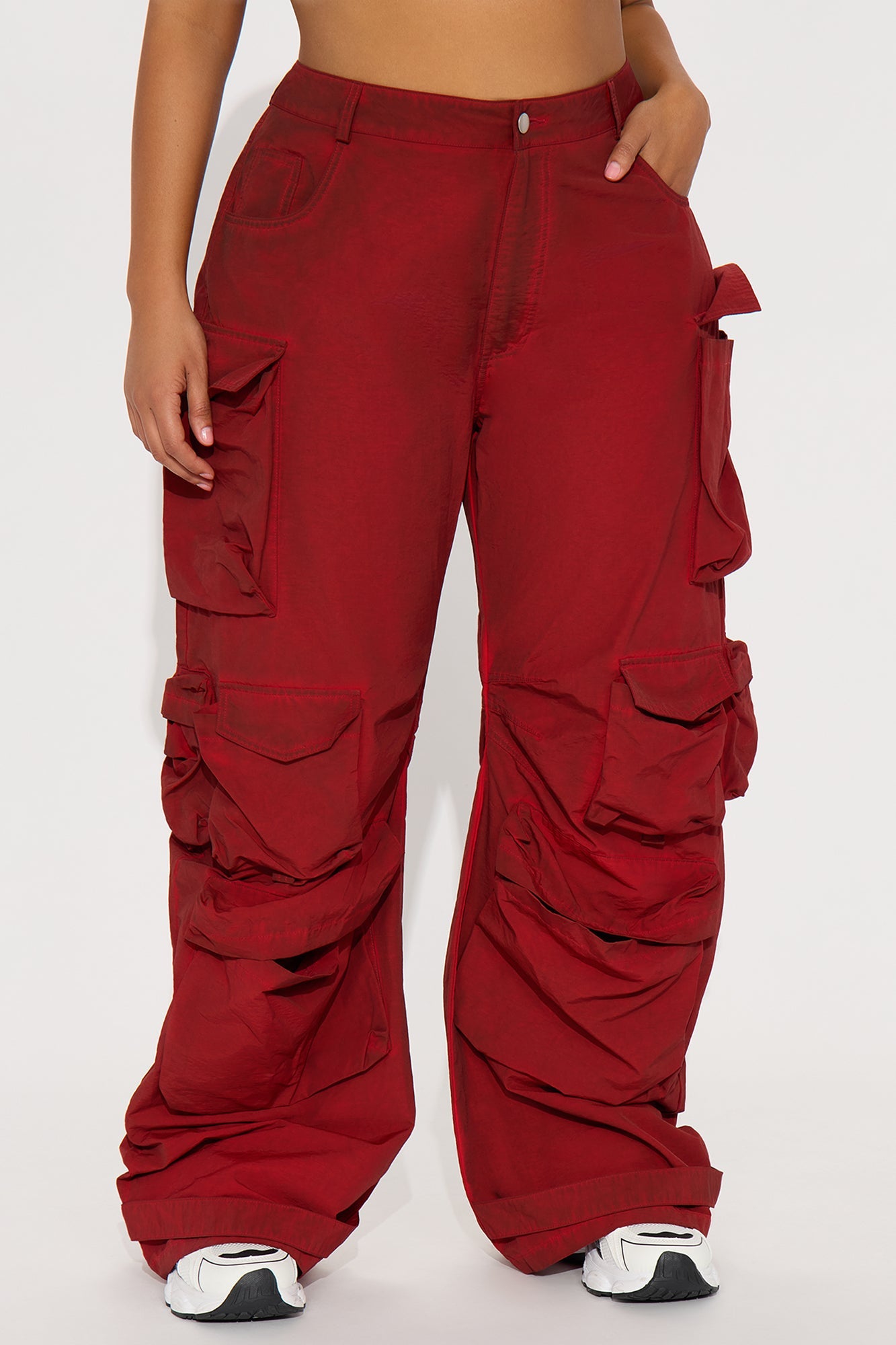 Talk It Up Oversized Cargo Pant - Red