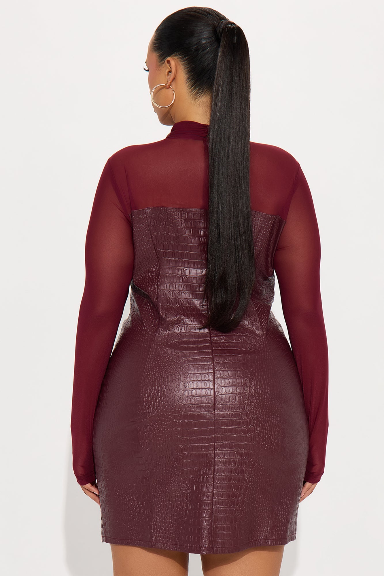 Malia Faux Leather Mini Dress - Burgundy