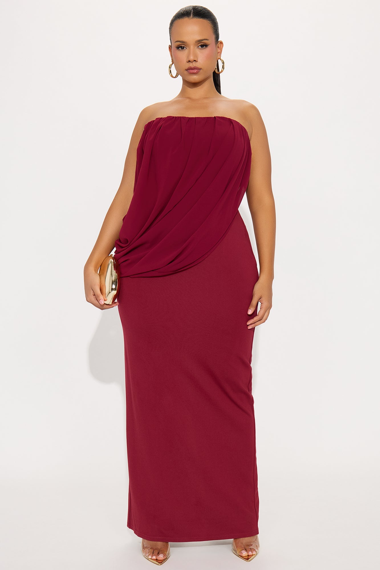 Morle Draped Maxi Gown - Wine