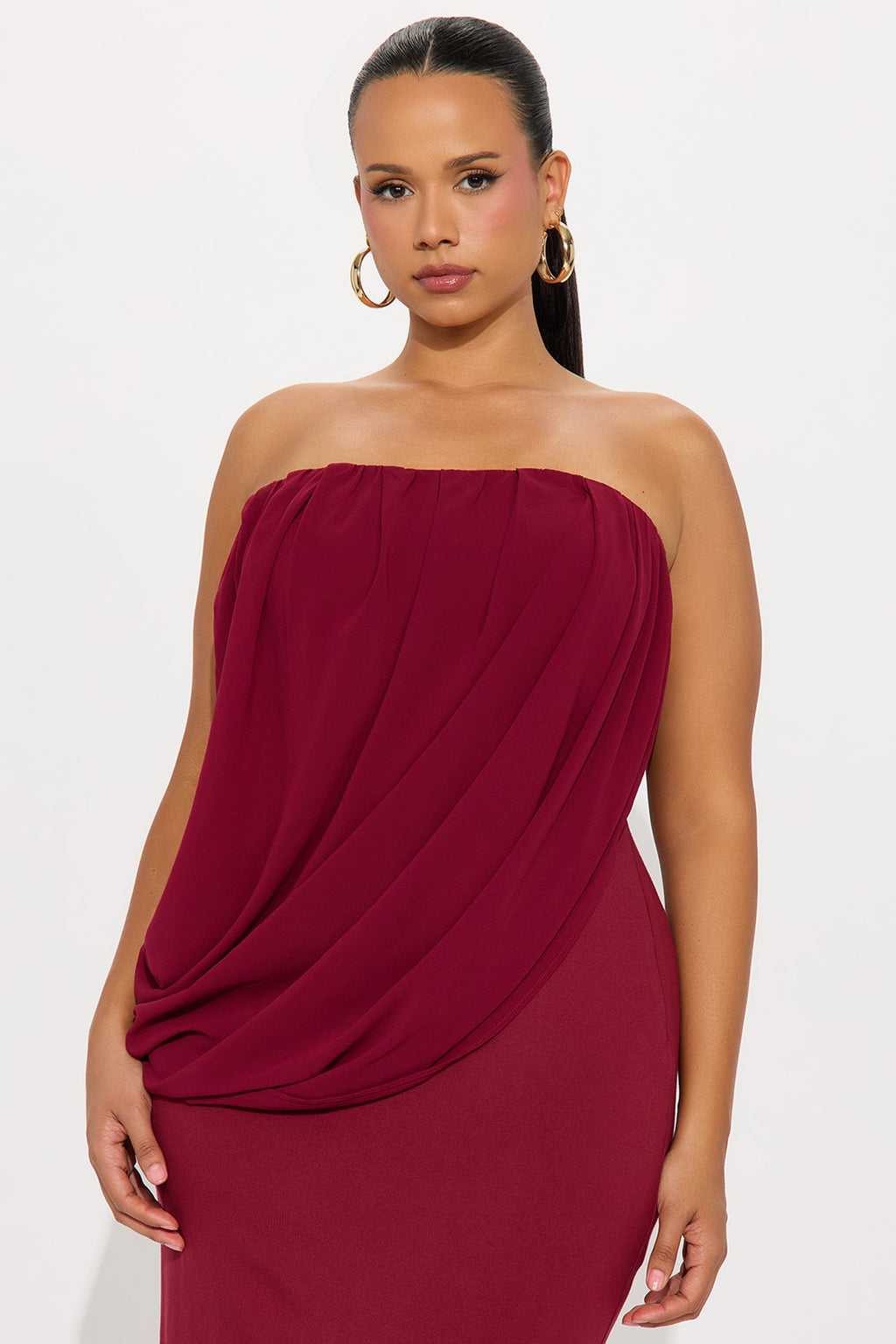 Morle Draped Maxi Gown - Wine