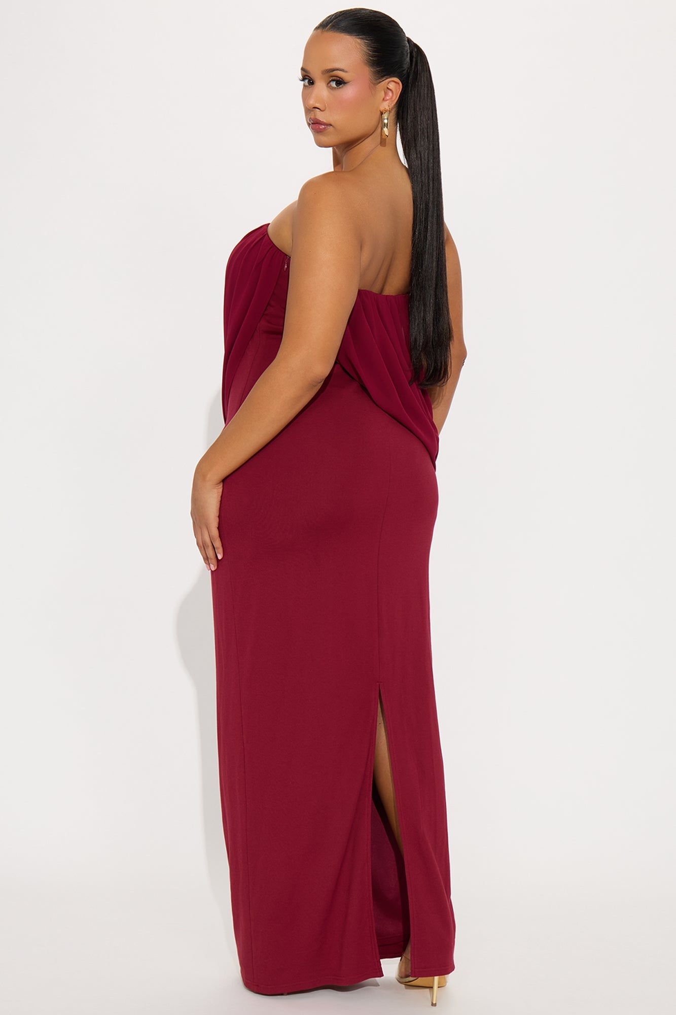 Morle Draped Maxi Gown - Wine