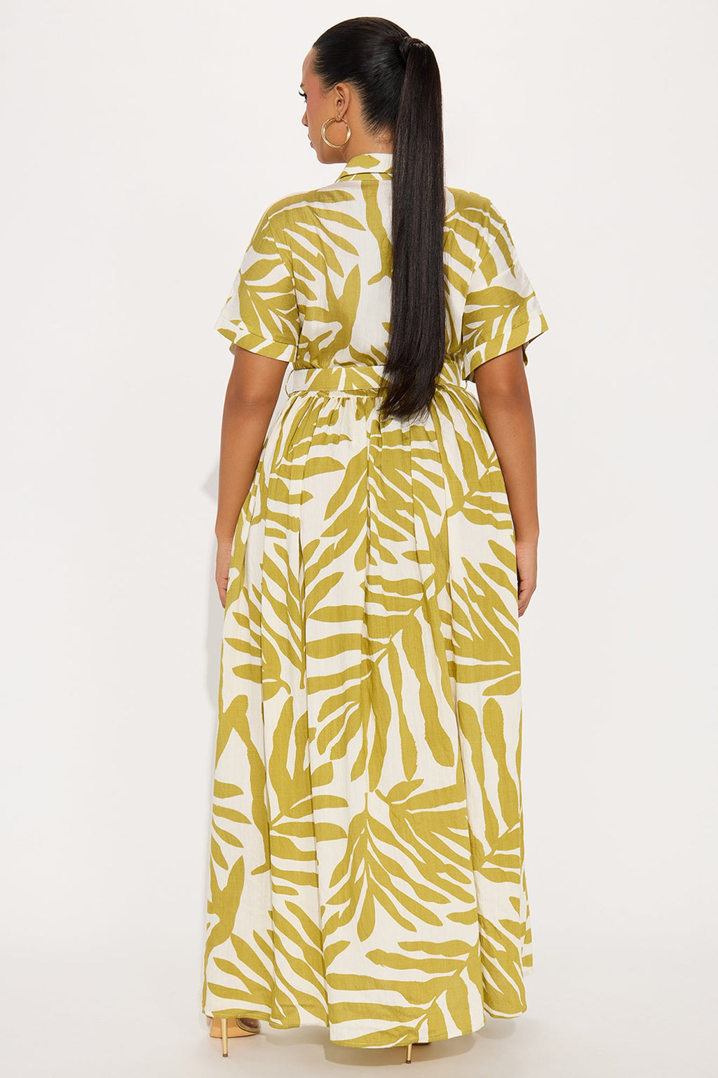 Jasmine Belted Shirt Dress - Chartreuse