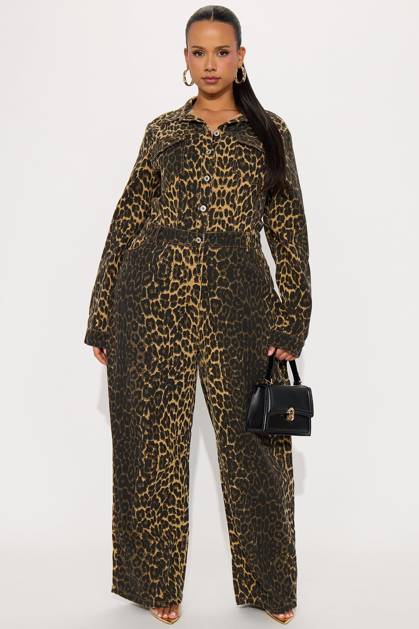 Thrill Seeker Barrel Leg Jumpsuit - Leopard