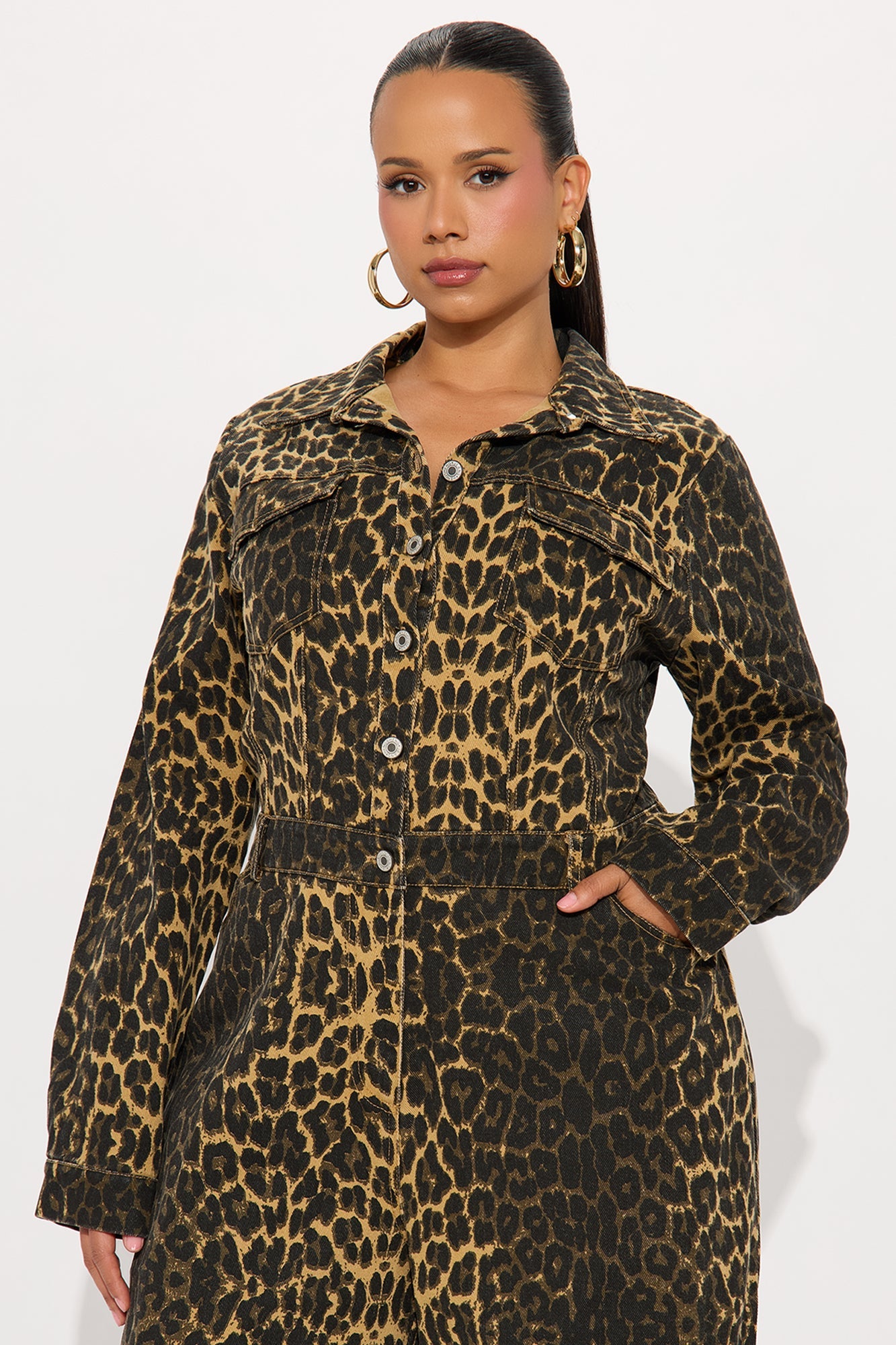Thrill Seeker Barrel Leg Jumpsuit - Leopard