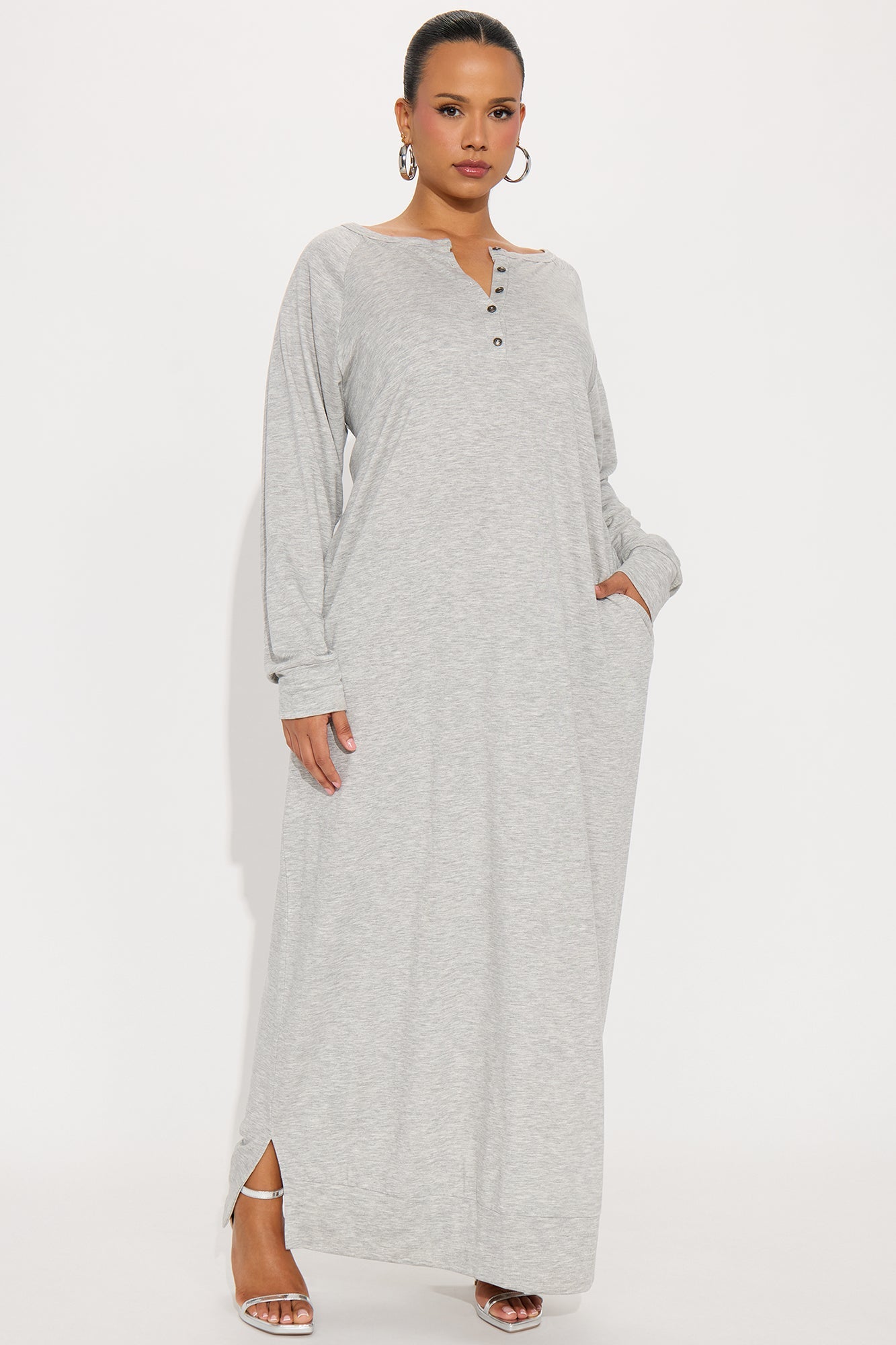 Maywood French Terry Maxi Dress - Heather Grey