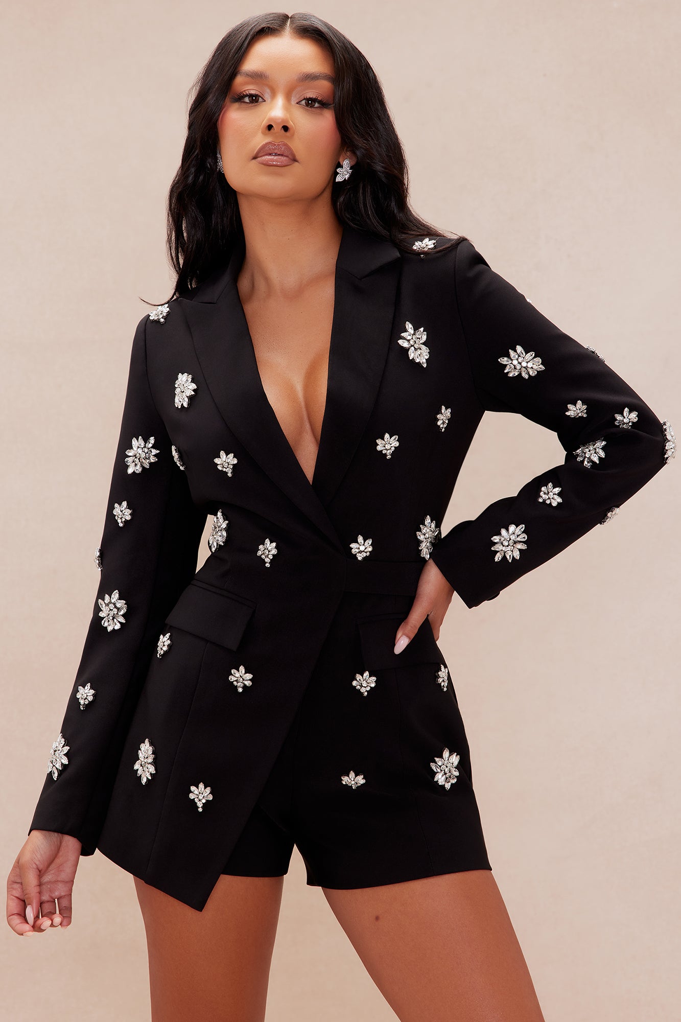 Verona Embellished Romper - Black