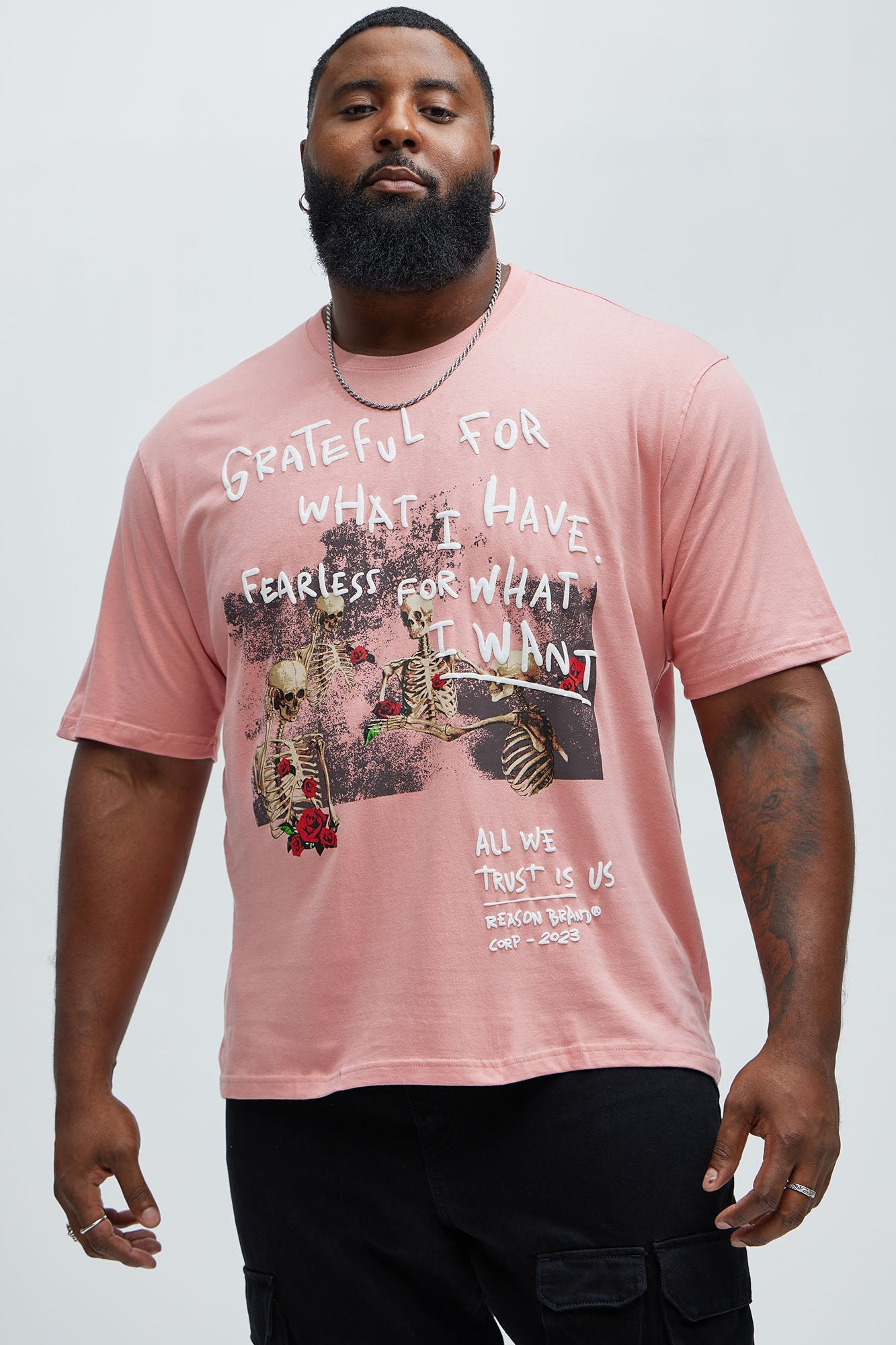 Grateful For What I have Oversized Short Sleeve Tee - Pink