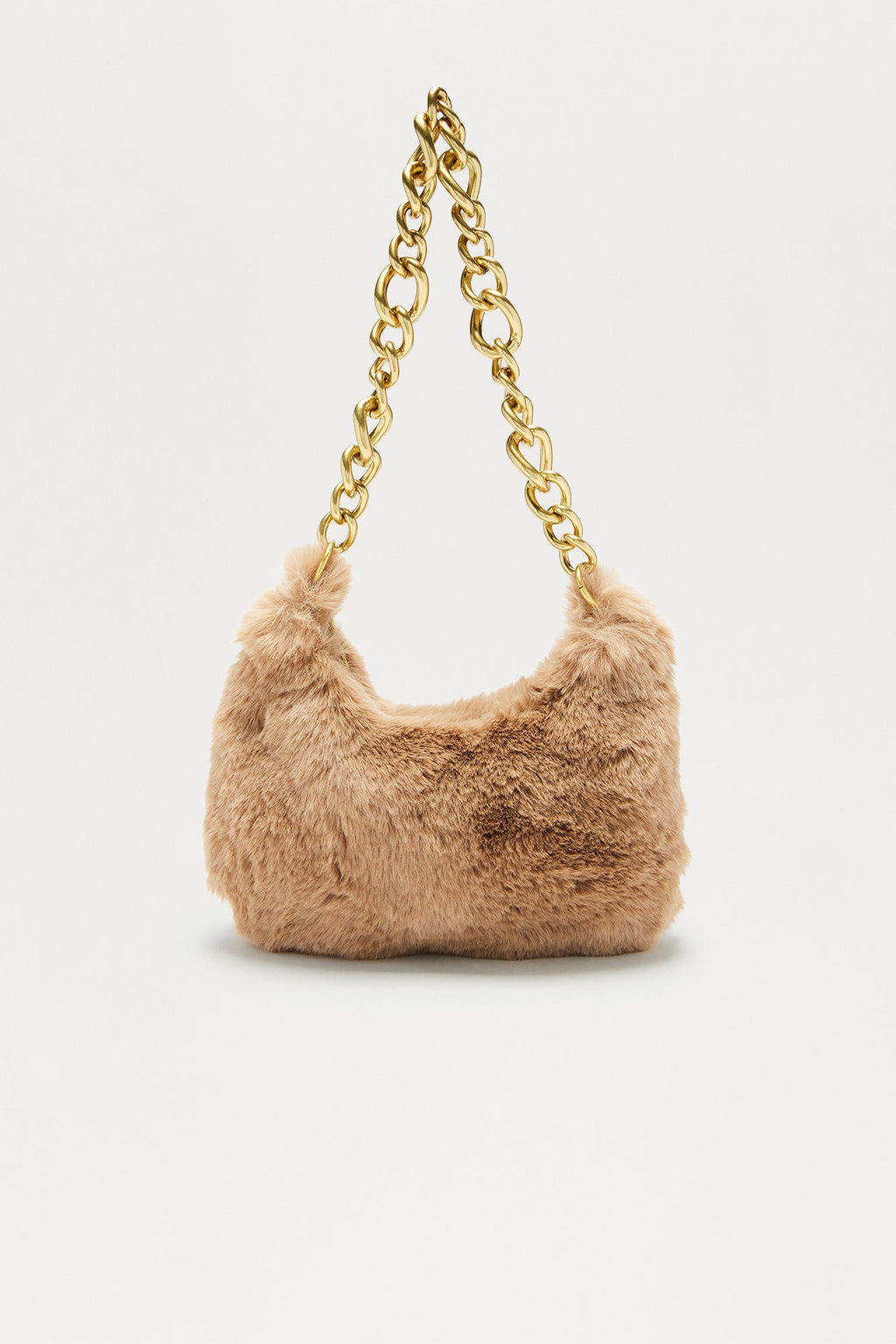 Cloud Bound Faux Fur Shoulder Handbag - Taupe 