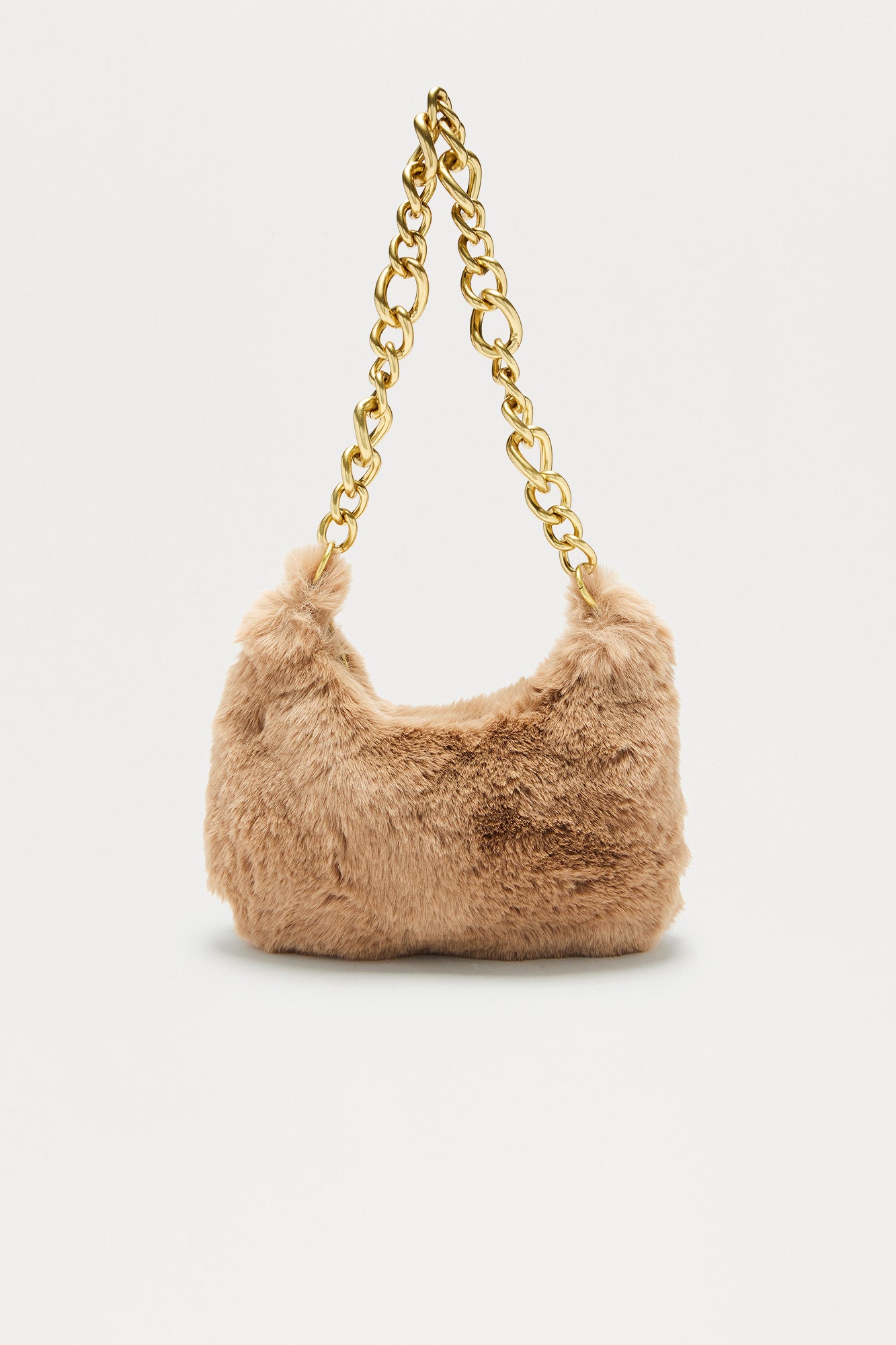Cloud Bound Faux Fur Shoulder Handbag - Taupe 