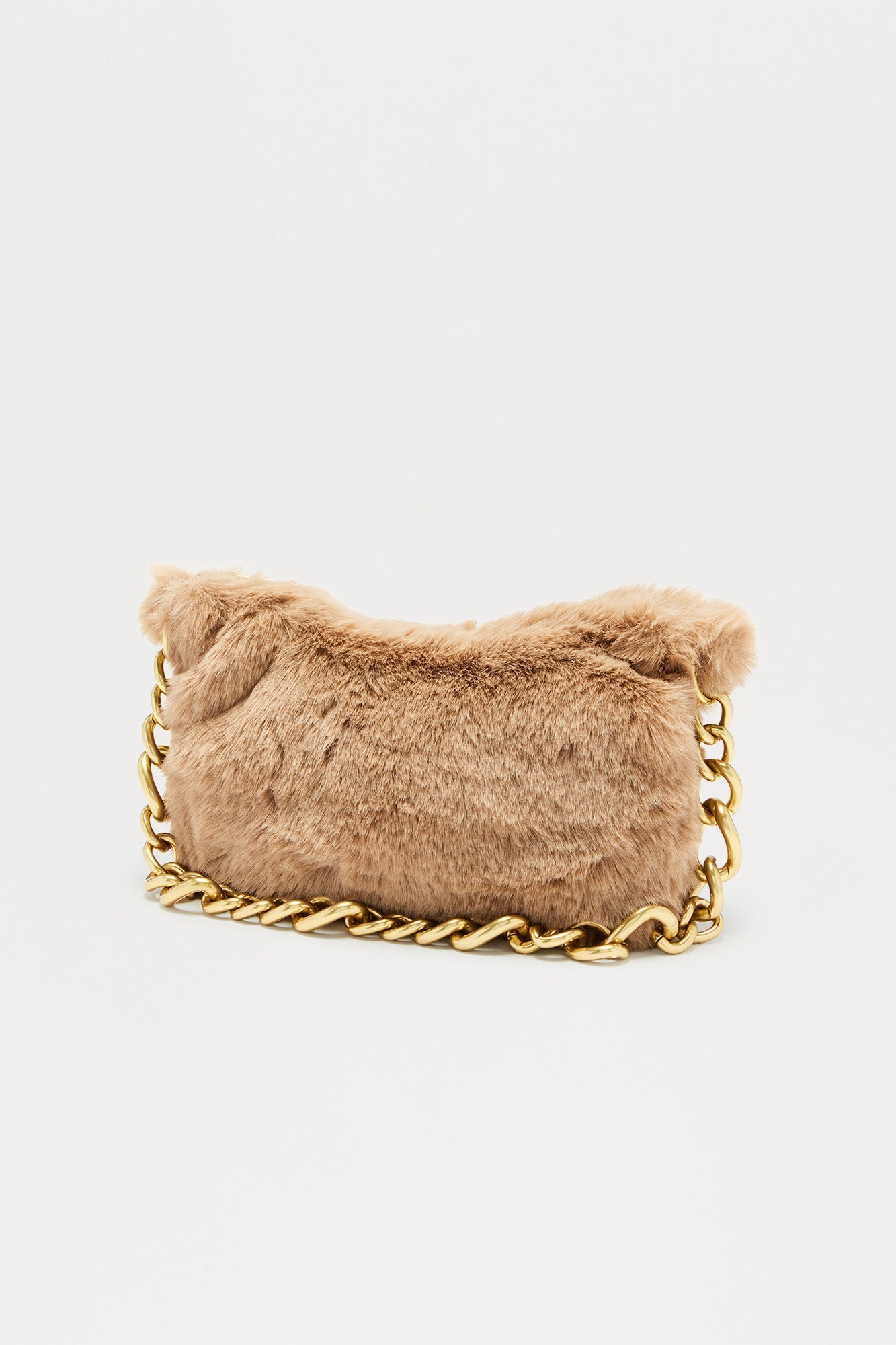 Cloud Bound Faux Fur Shoulder Handbag - Taupe 