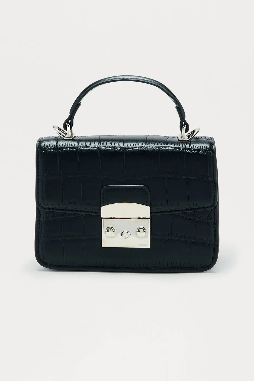 Snapped Up Embossed Croc Handbag - Black 
