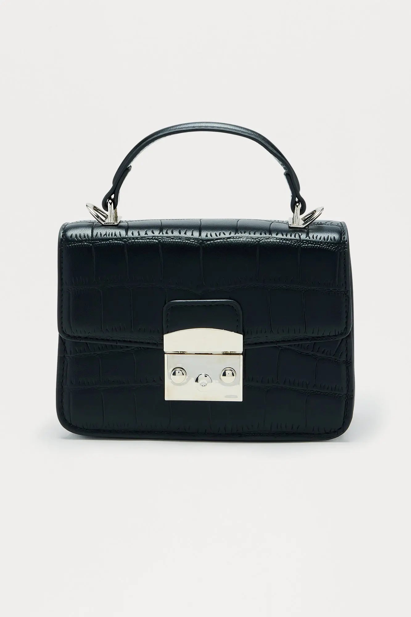 Snapped Up Embossed Croc Handbag - Black 