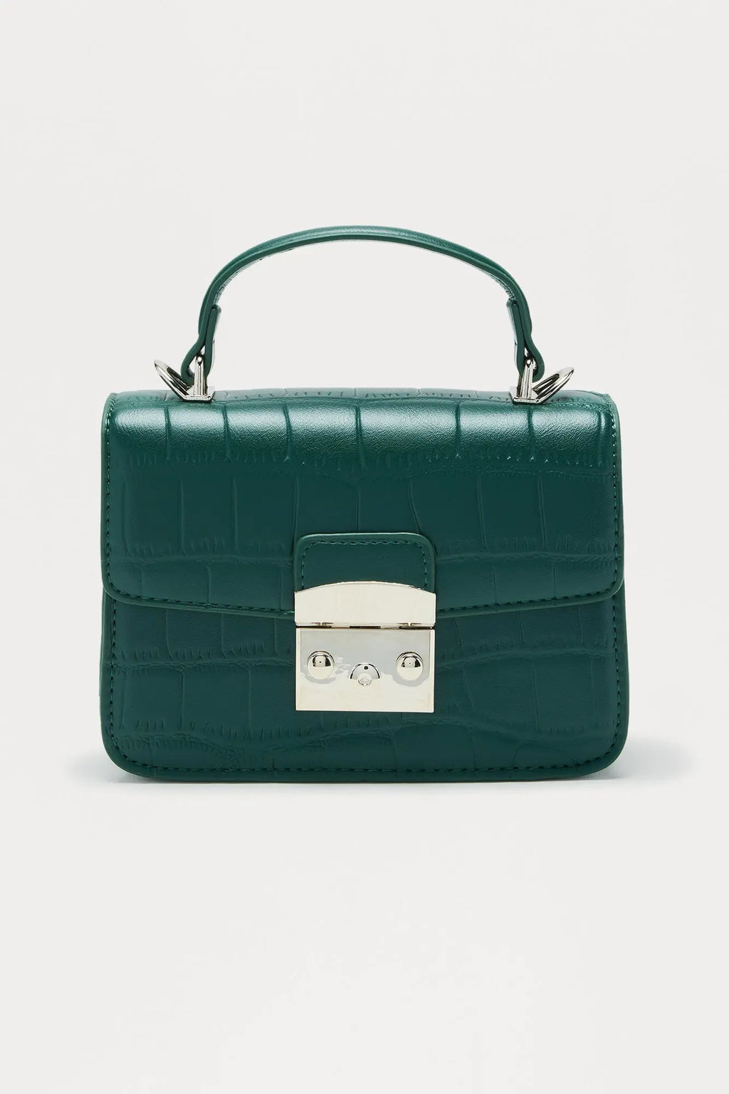 Snapped Up Embossed Croc Handbag - Hunter Green 