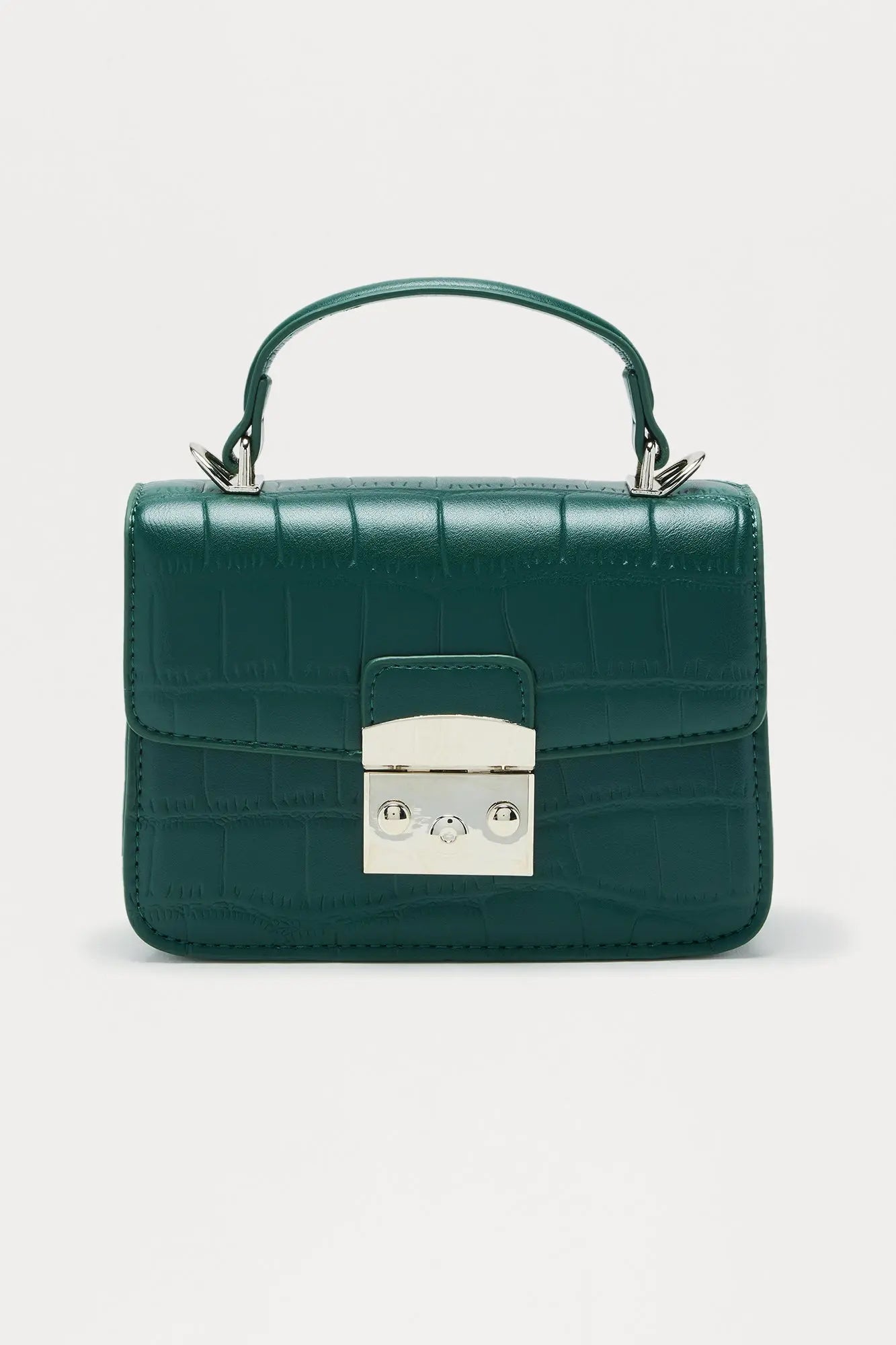 Snapped Up Embossed Croc Handbag - Hunter Green 