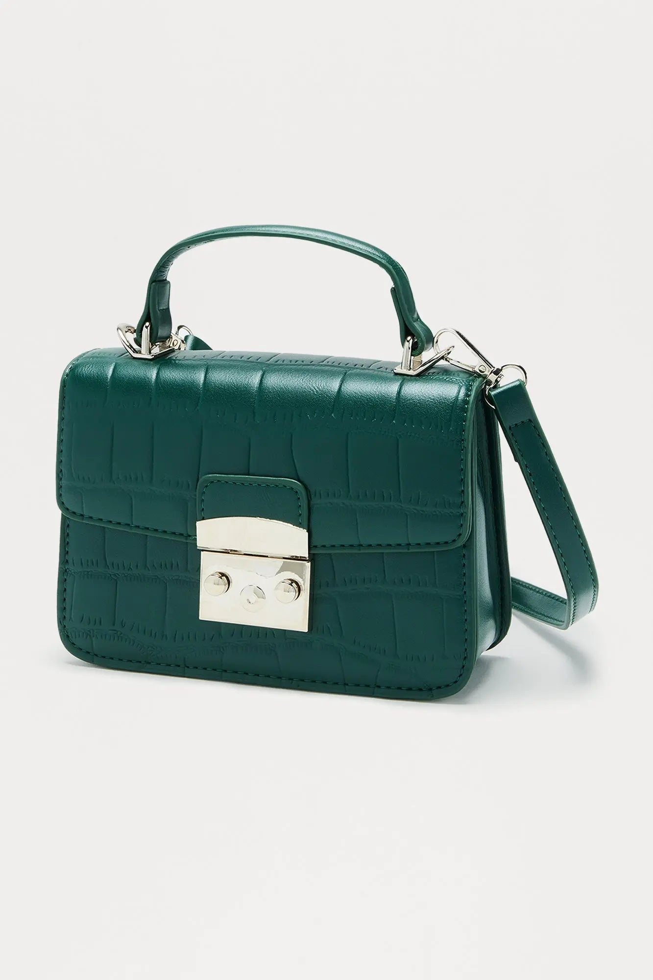 Snapped Up Embossed Croc Handbag - Hunter Green 