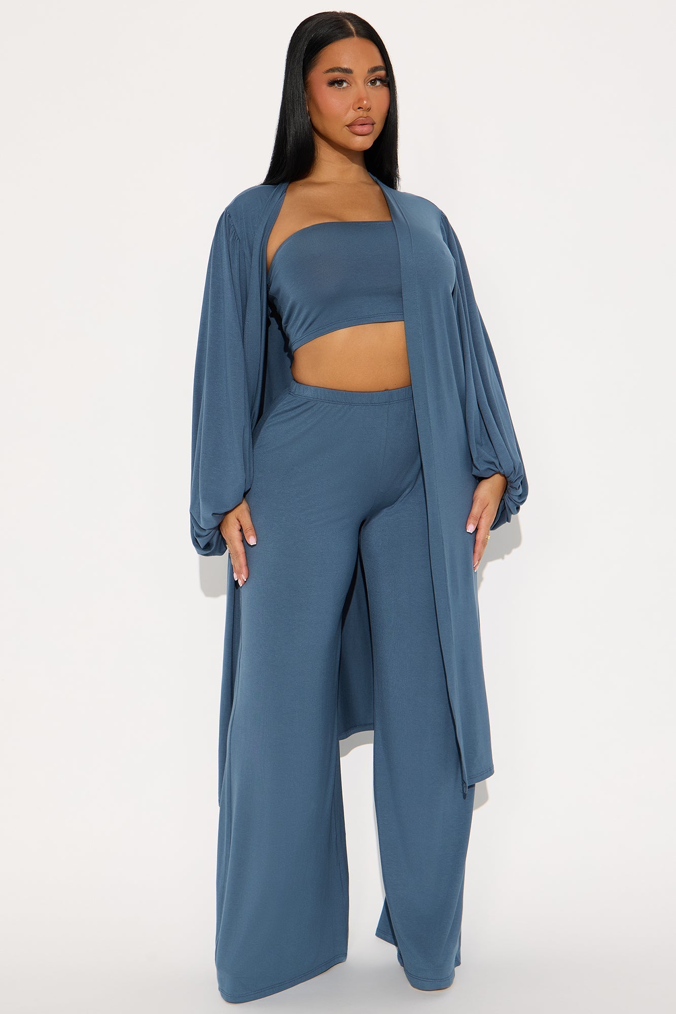 Ellie 3 Piece Pant Set - Slate Blue