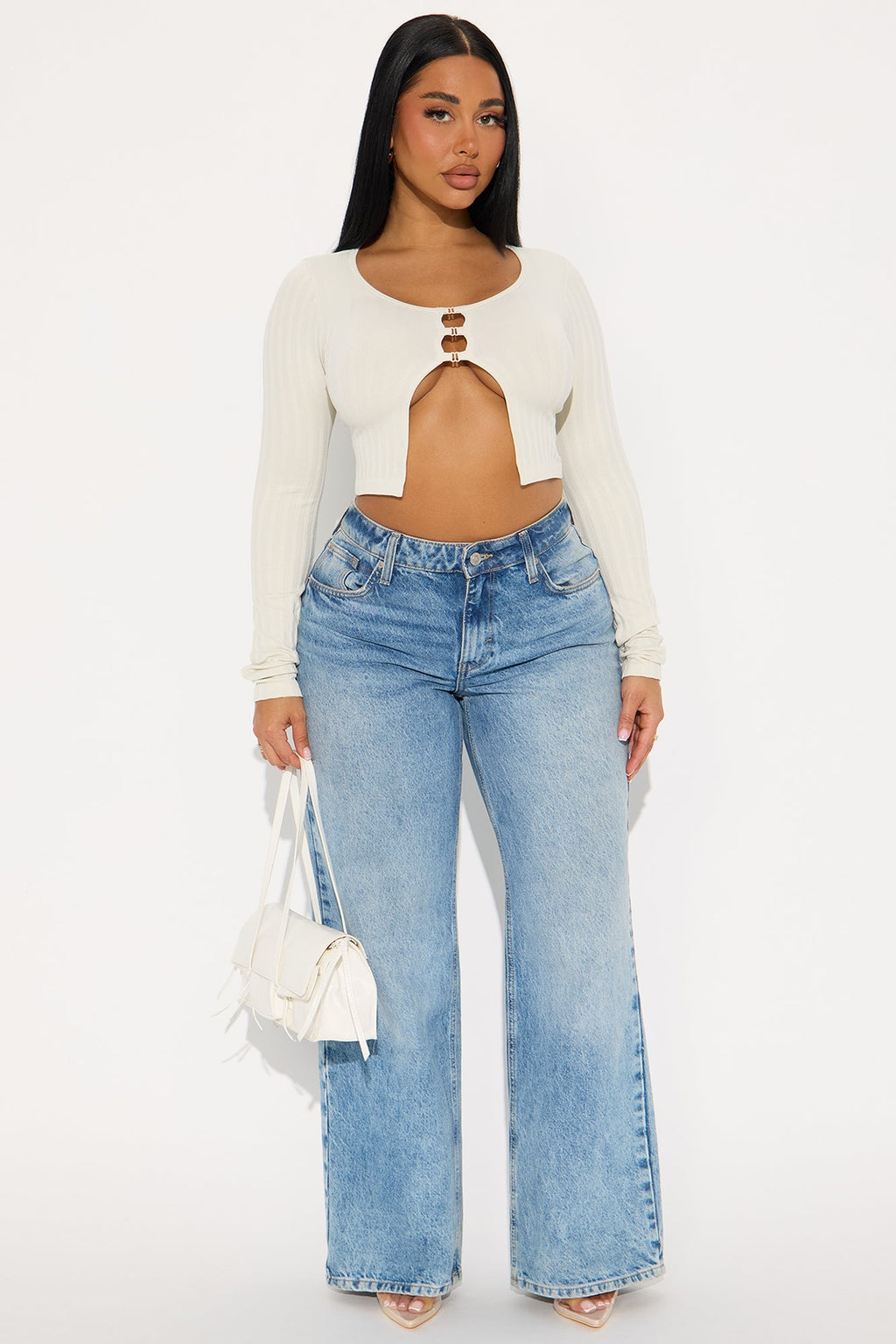 Tove Long Sleeve Ribbed Top - Stone