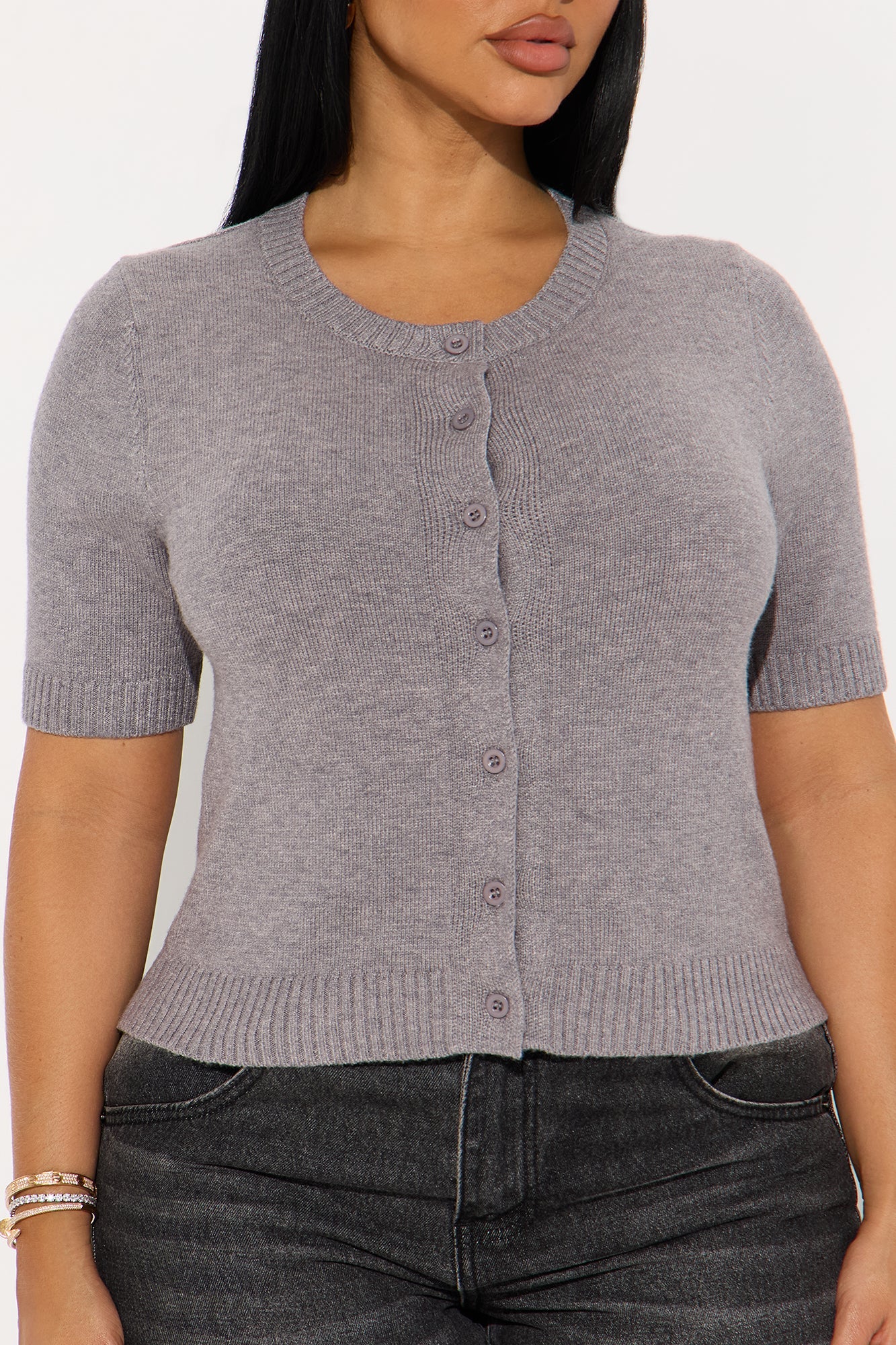 Too Cute Short Sleeve Cardigan - Grey
