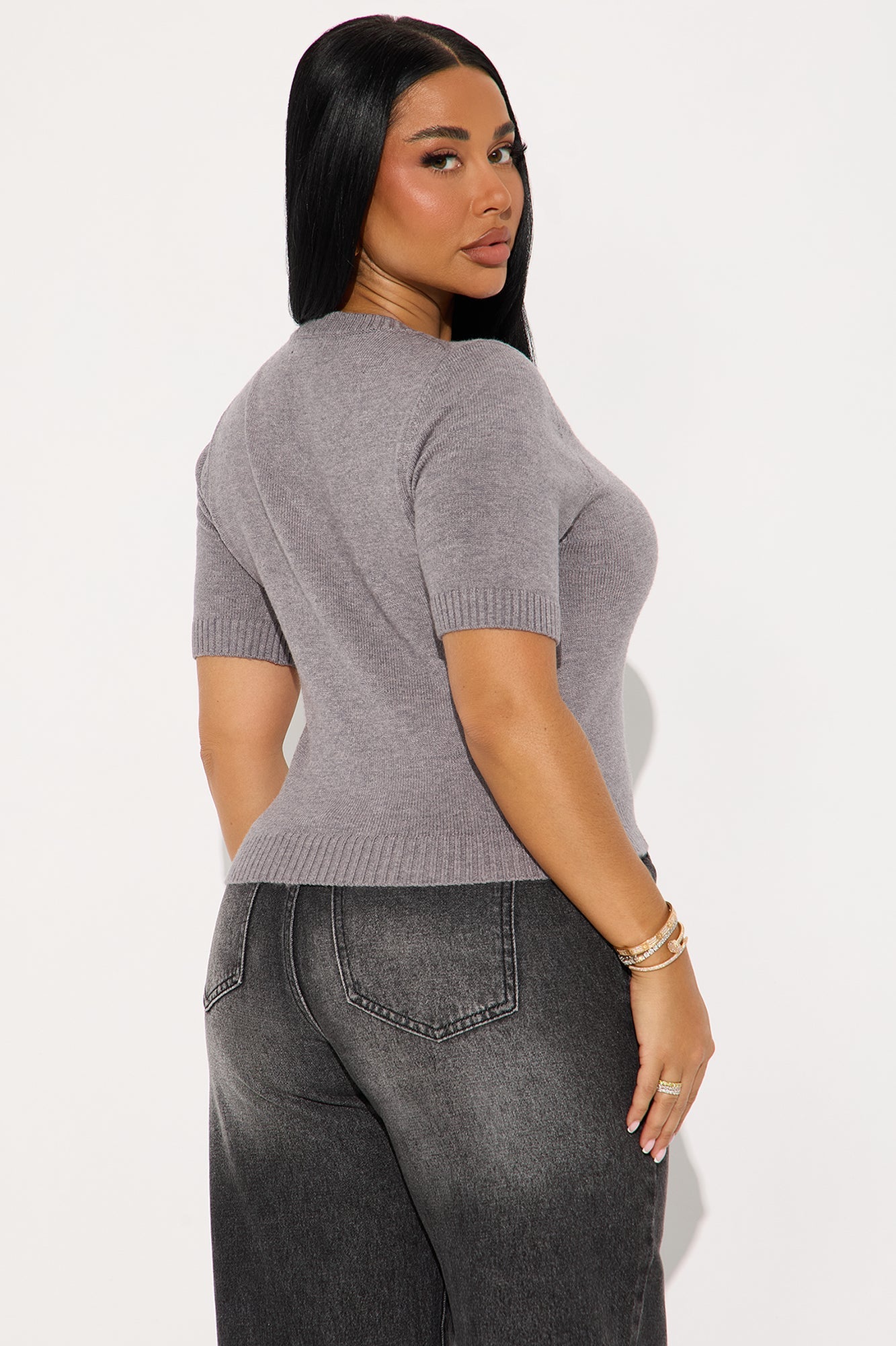 Too Cute Short Sleeve Cardigan - Grey