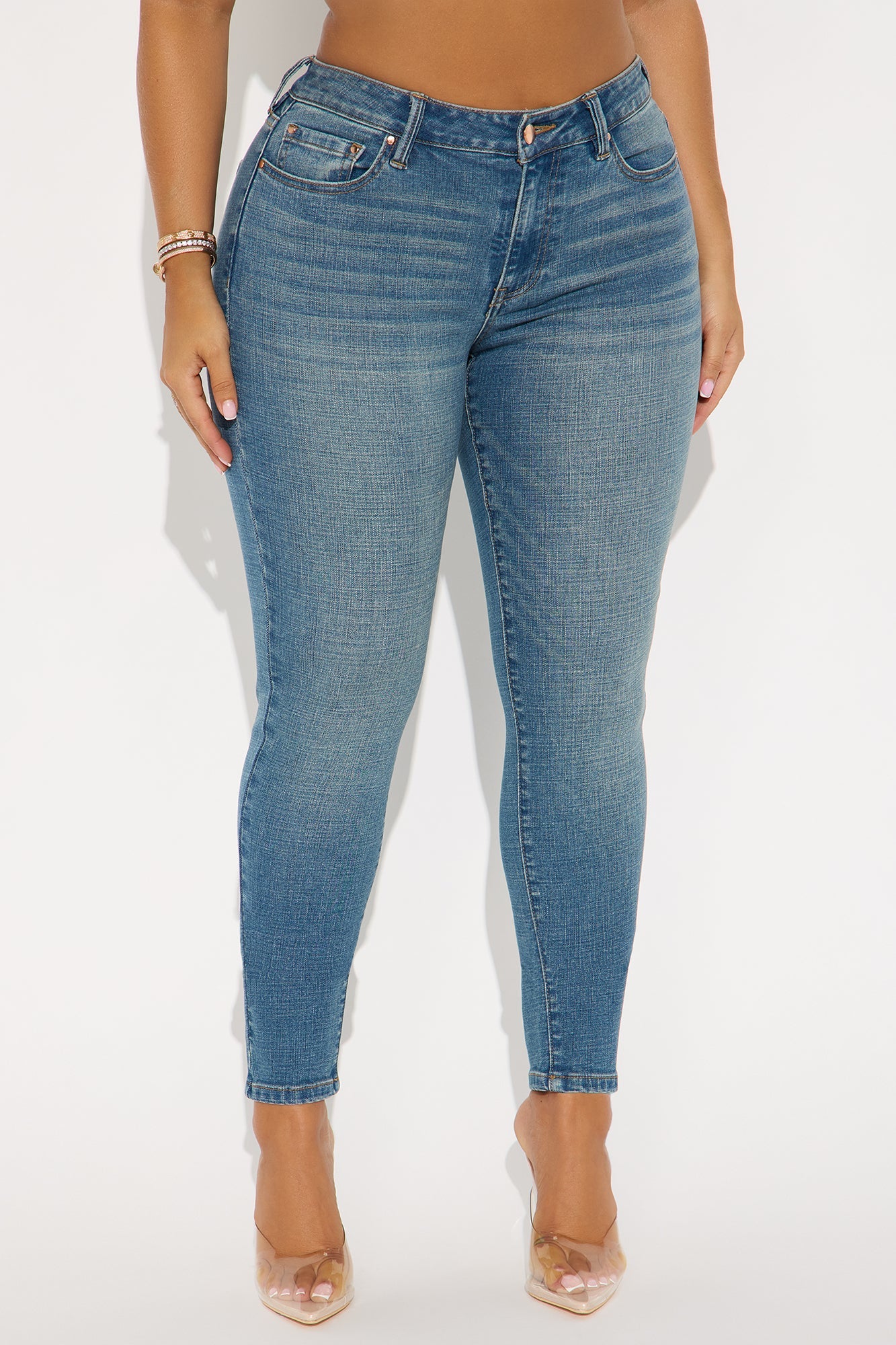 Much Better Crosshatch Skinny Jeans - Vintage Wash