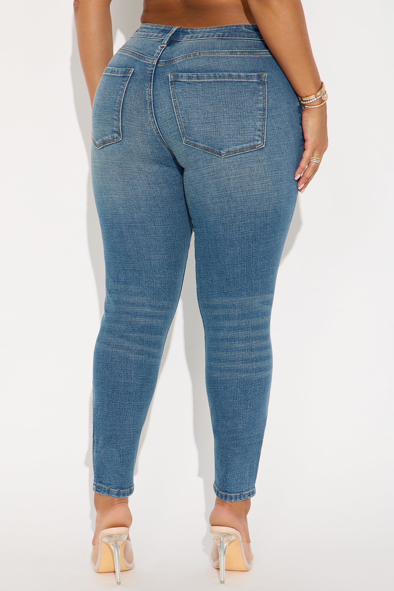 Much Better Crosshatch Skinny Jeans - Vintage Wash