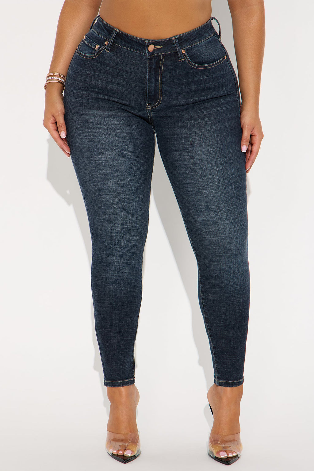 Much Better Crosshatch Skinny Jeans - Dark Wash