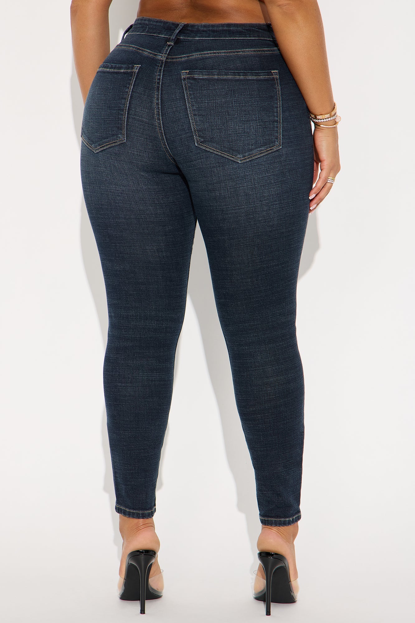 Much Better Crosshatch Skinny Jeans - Dark Wash