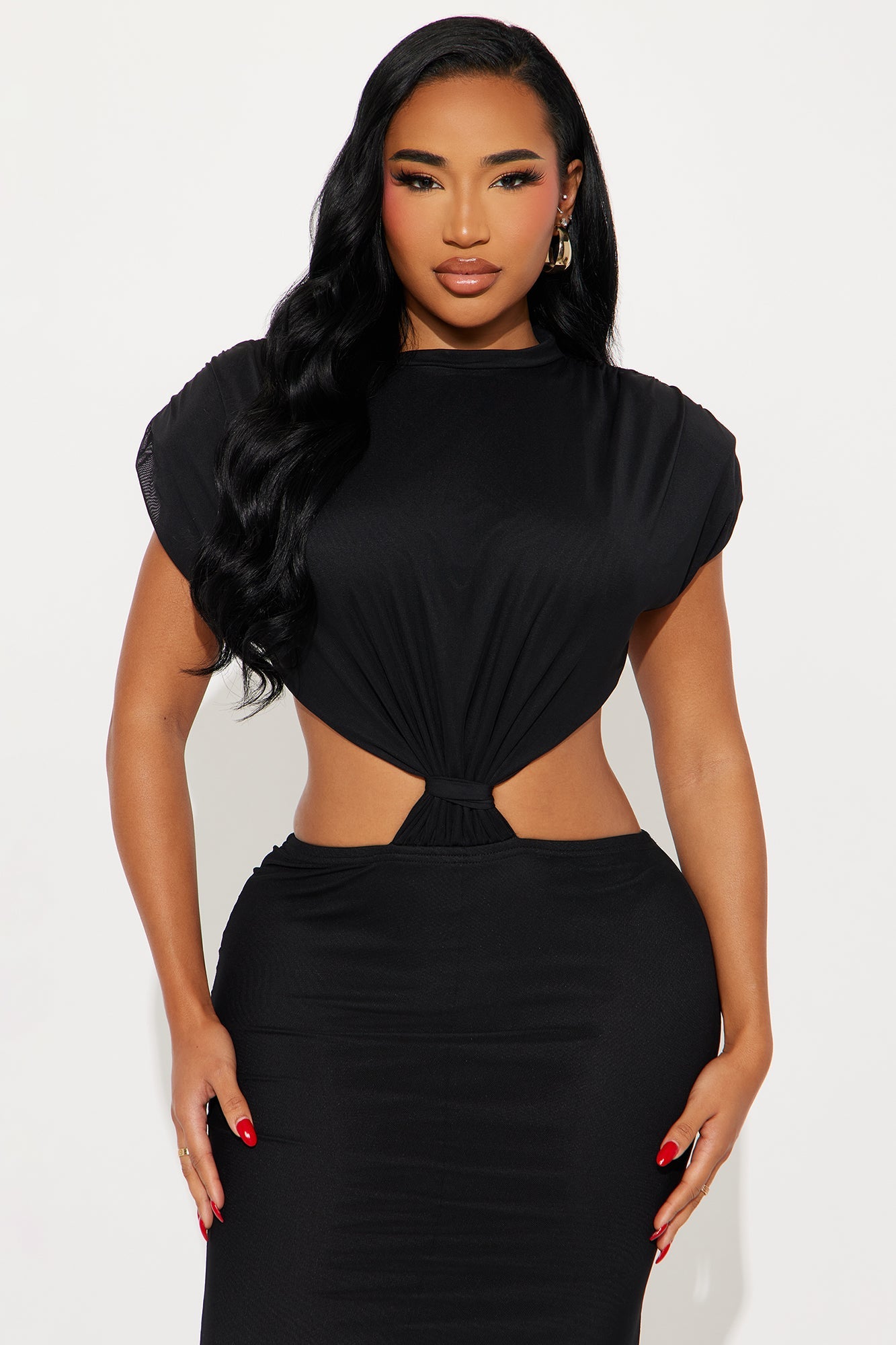 Mula Mesh Backless Maxi Dress - Black