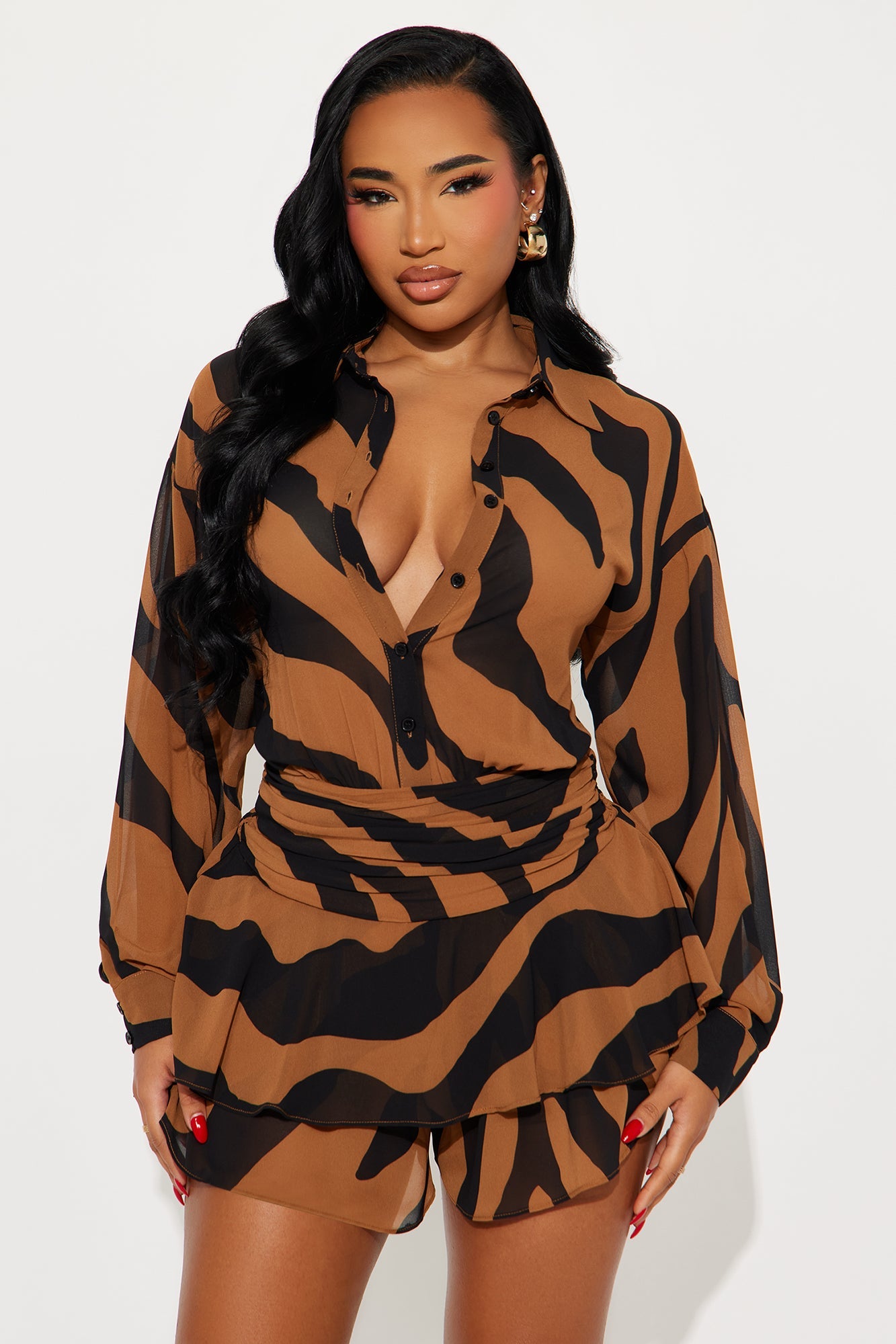 Zebra Zen Romper - Brown/combo