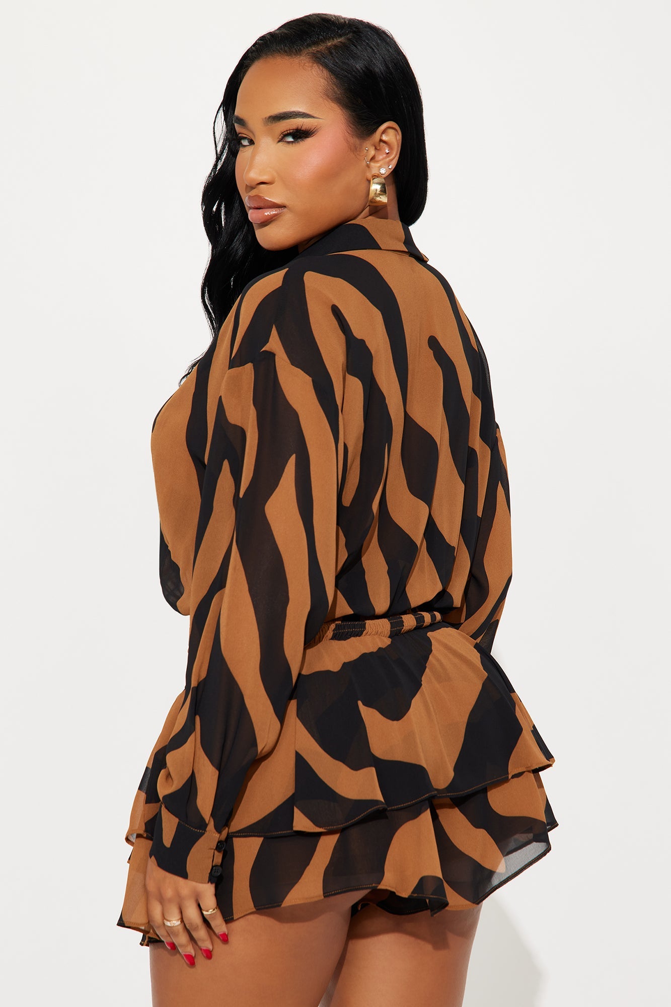 Zebra Zen Romper - Brown/combo