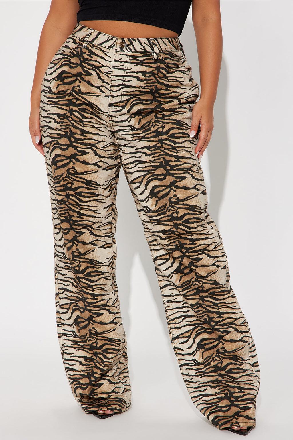 Tall Fierce And Feisty Printed Wide Leg Jeans - Brown/combo