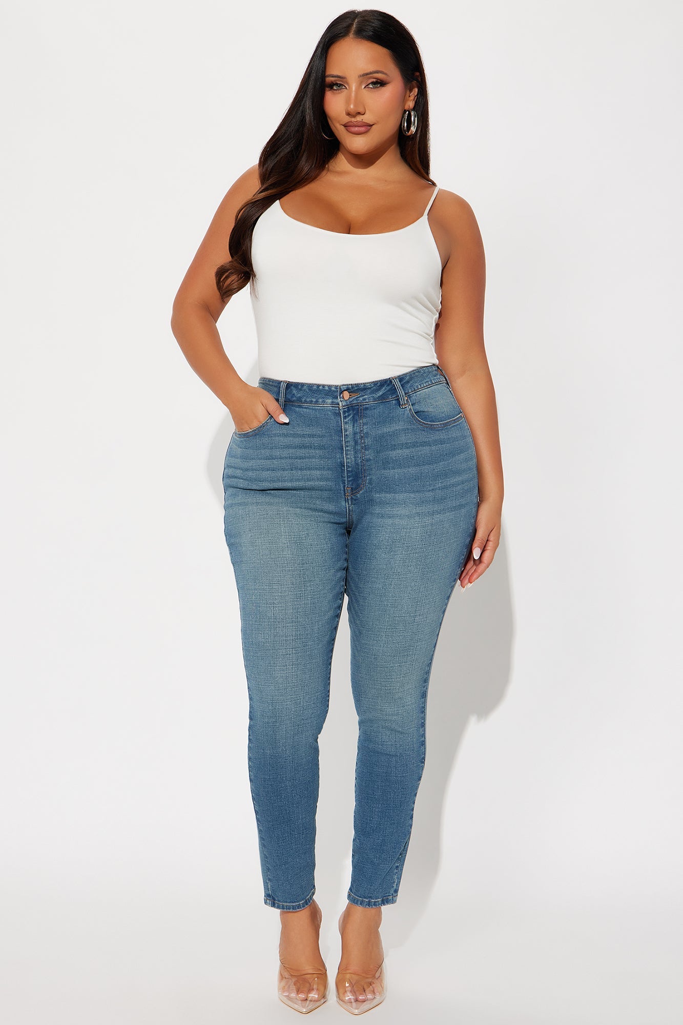 Much Better Crosshatch Skinny Jeans - Vintage Wash