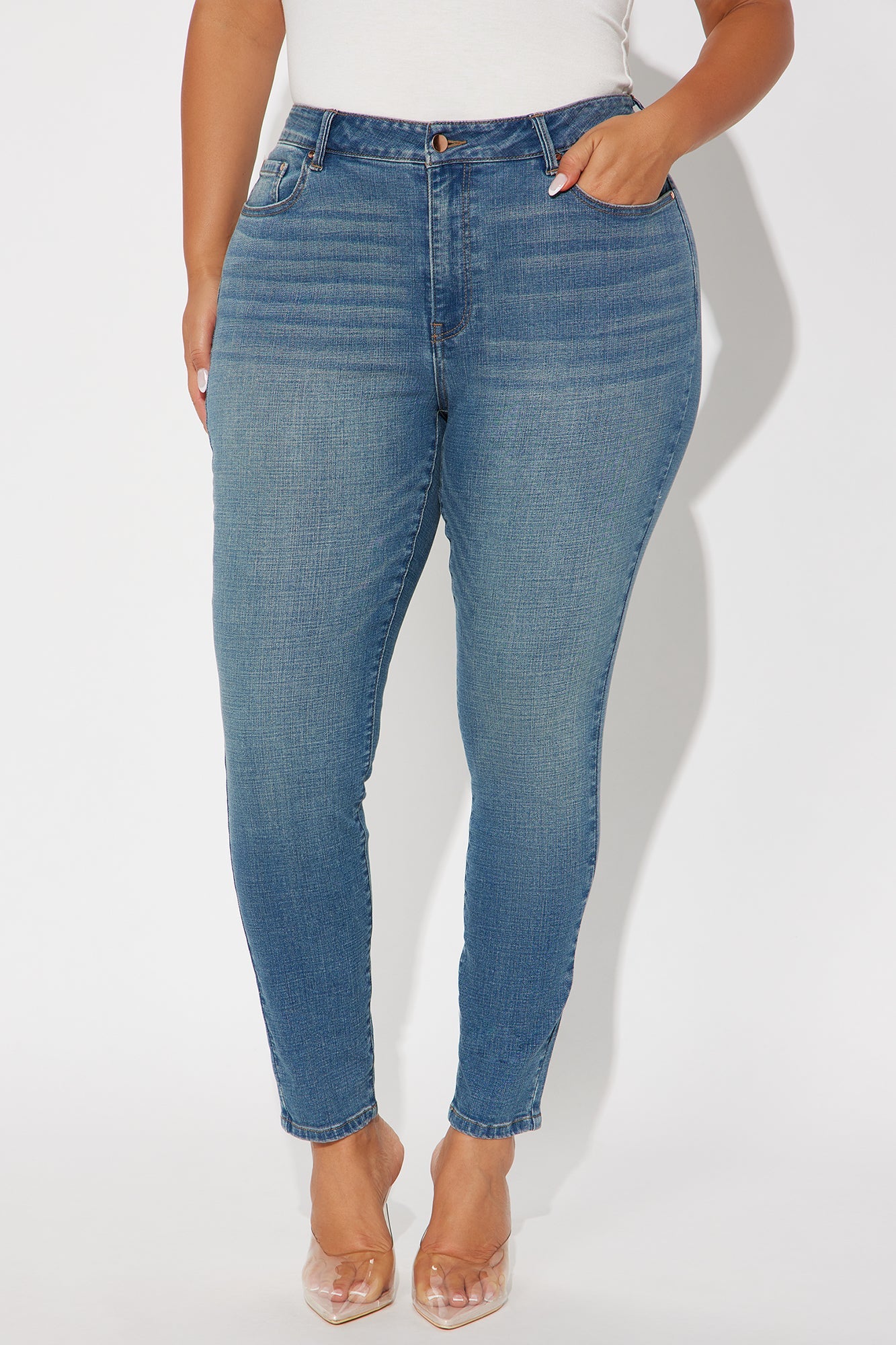 Much Better Crosshatch Skinny Jeans - Vintage Wash