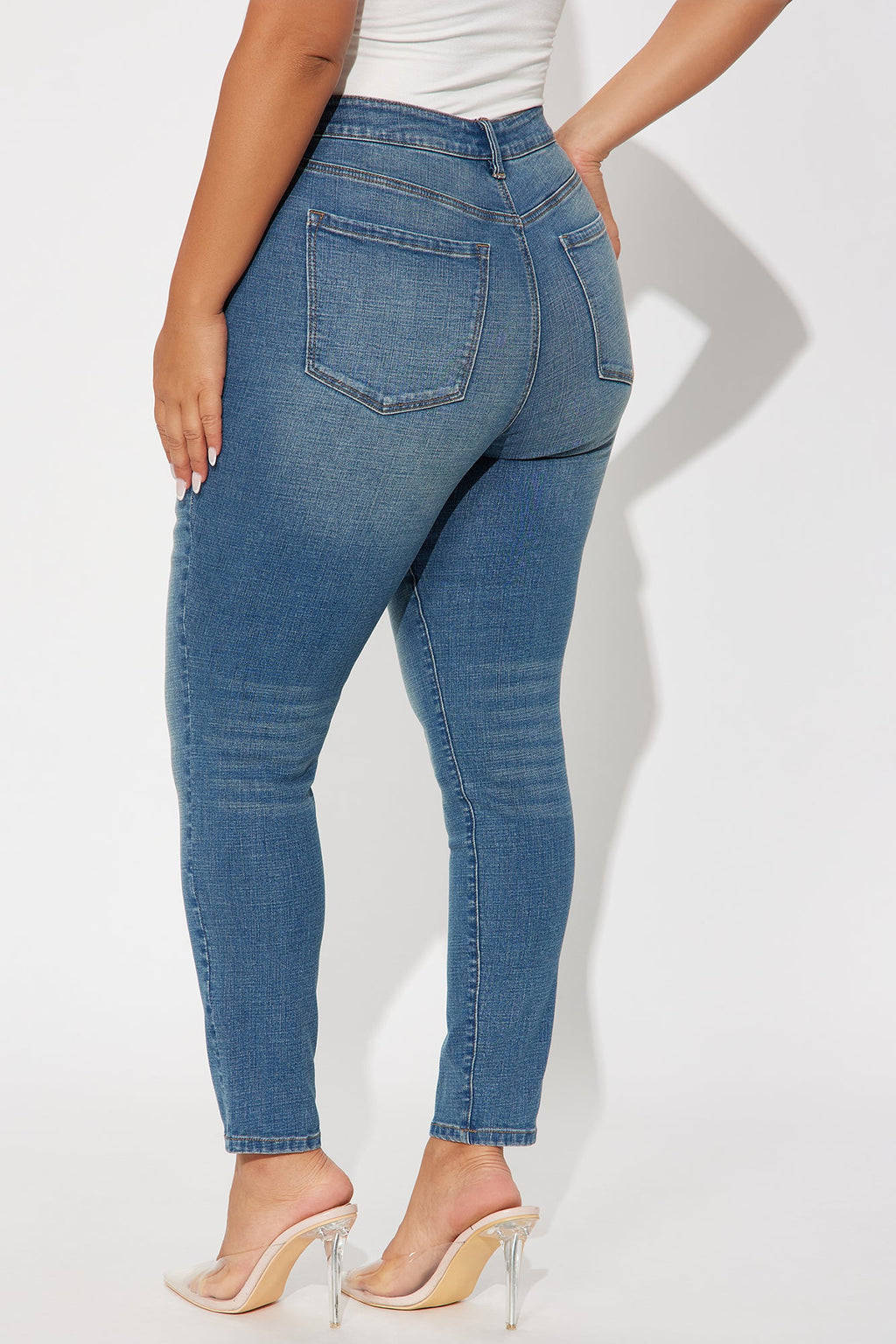 Much Better Crosshatch Skinny Jeans - Vintage Wash