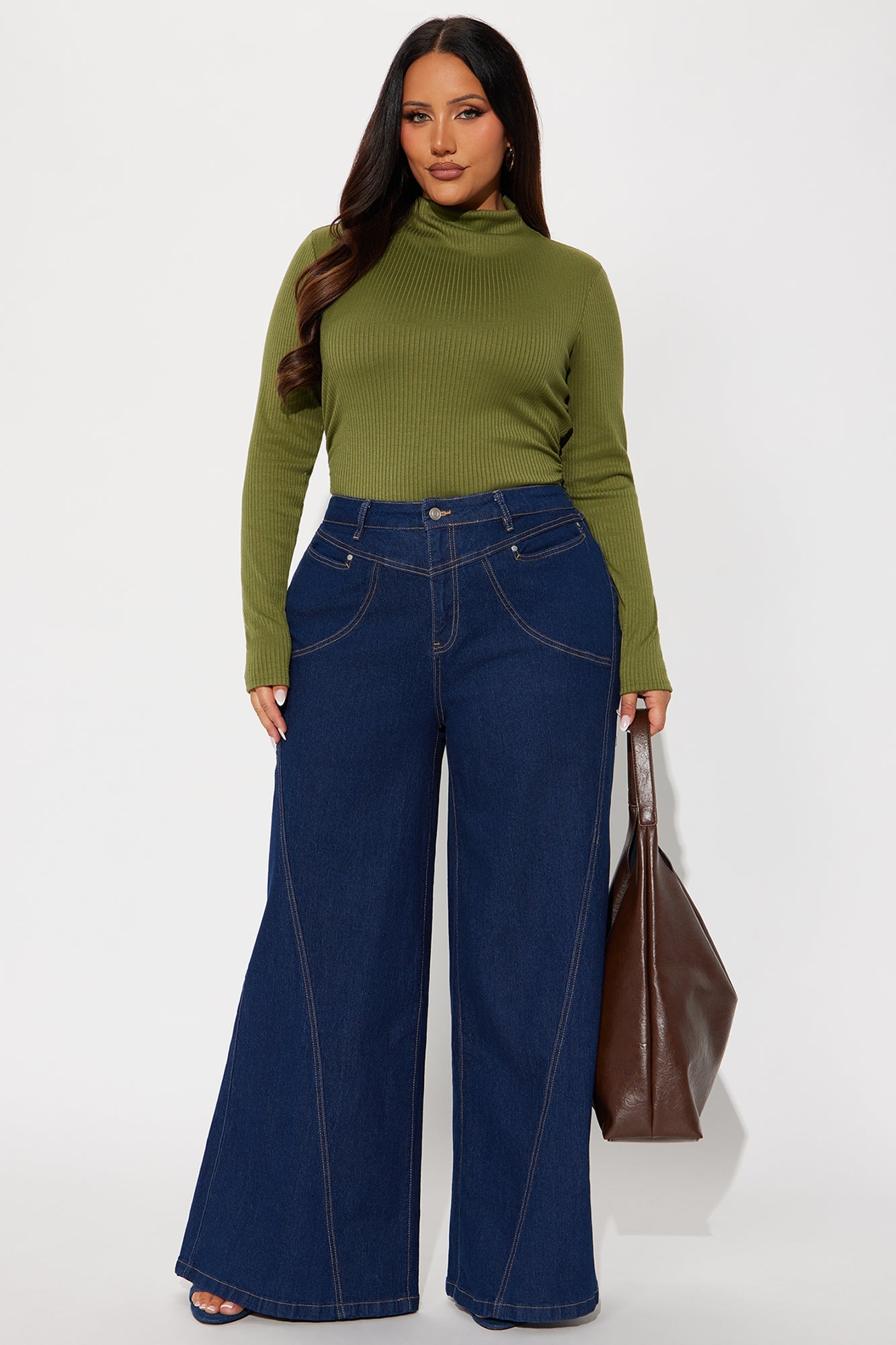 Americano Stretch Super Wide Leg Jeans - Dark Wash