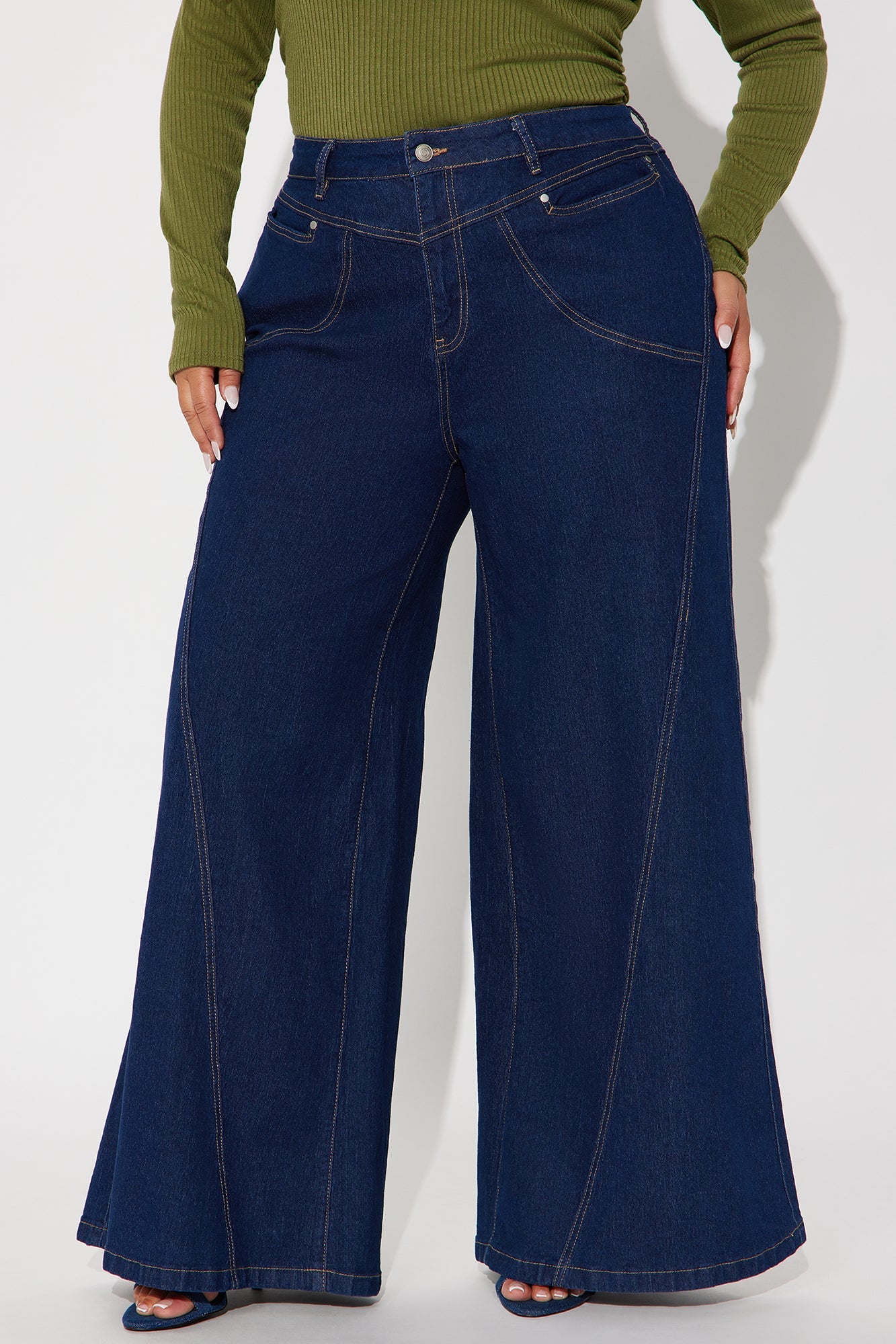 Americano Stretch Super Wide Leg Jeans - Dark Wash