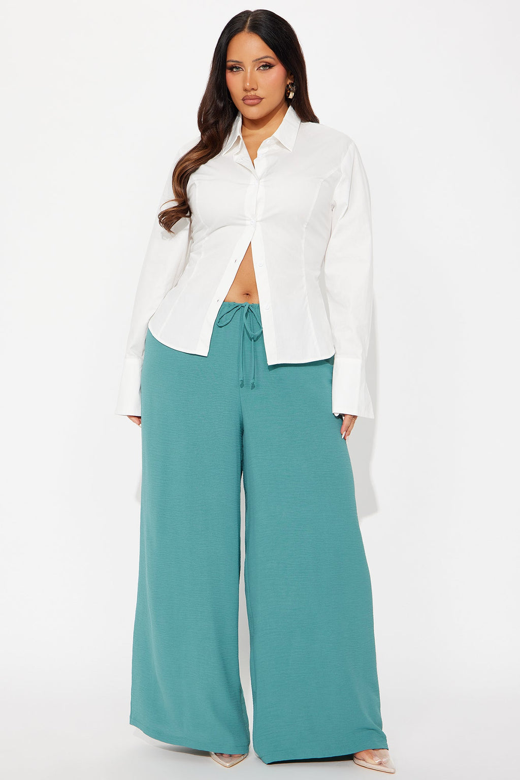 Running Errands Wide Leg Pant 32″ - Jade