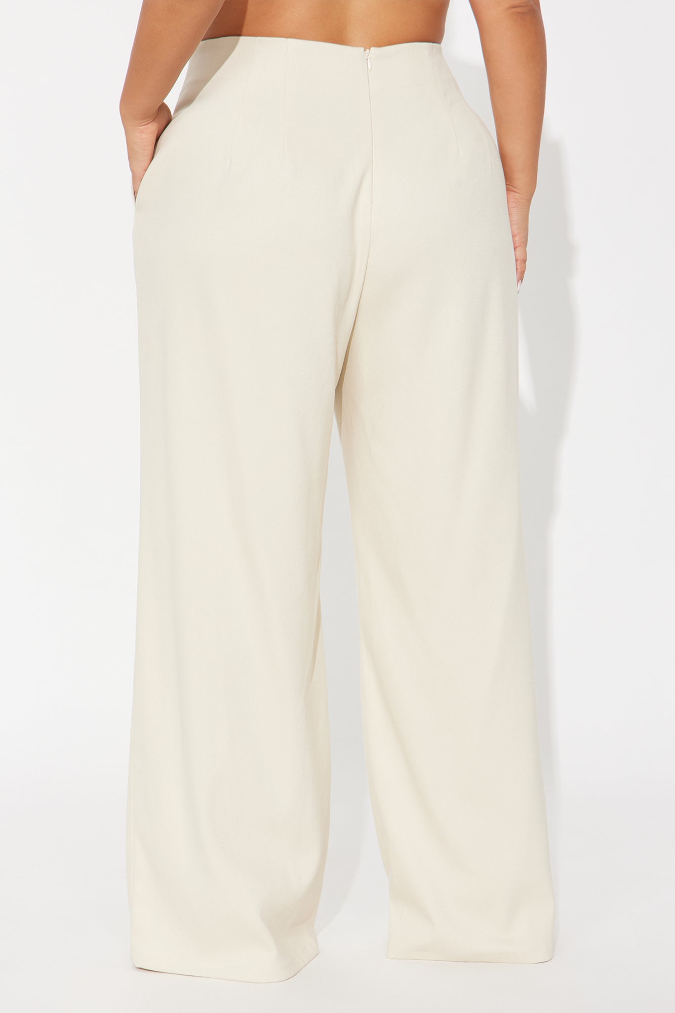 Hailey V Front Wide Leg Trouser 33″ - Cream