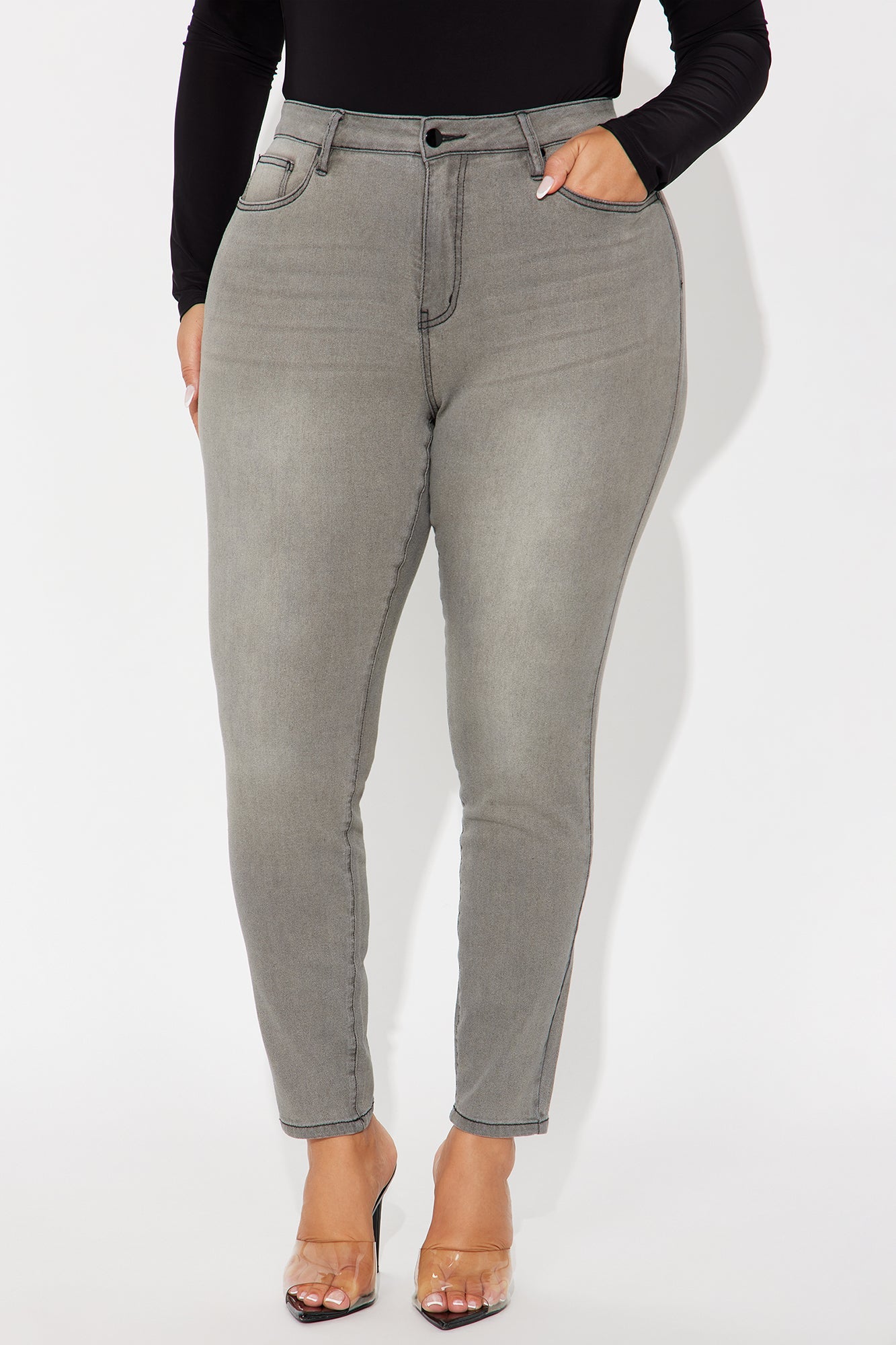 She's Fire Stretch Skinny Jeans - Grey